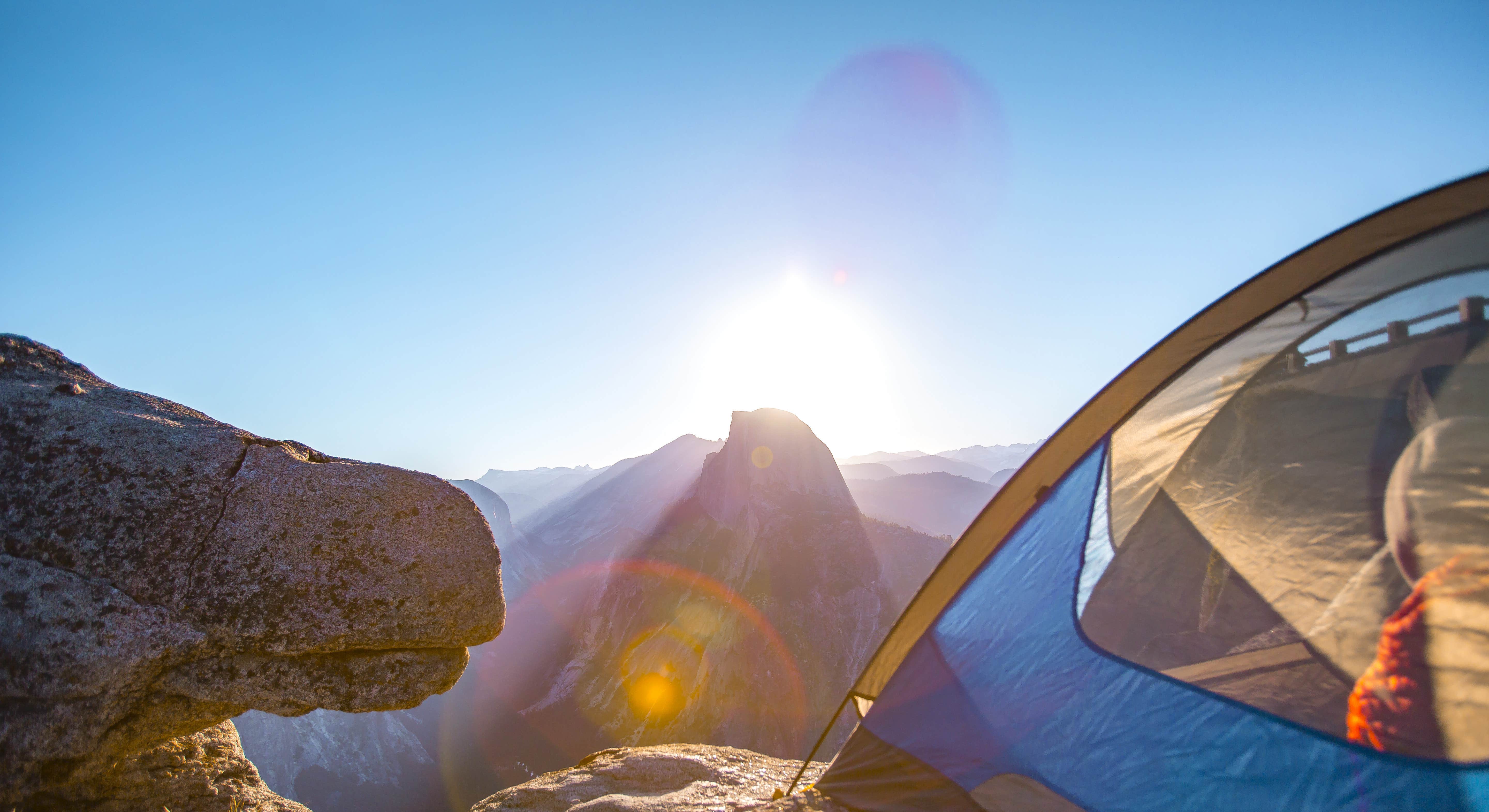 Camping on top of rock formations in Yosemite National Park