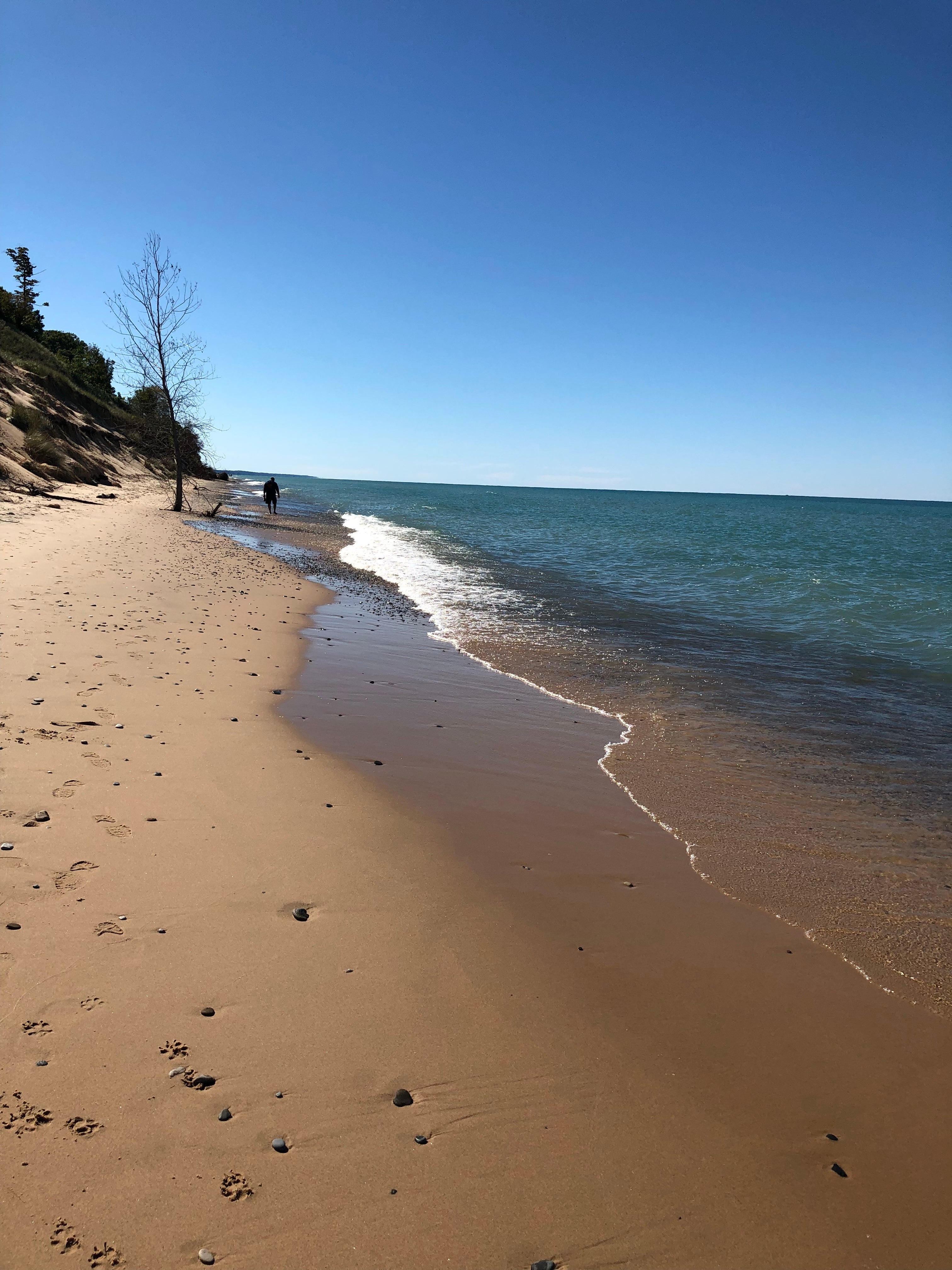 About a mile to hike to the shores of Lake Michigan. 