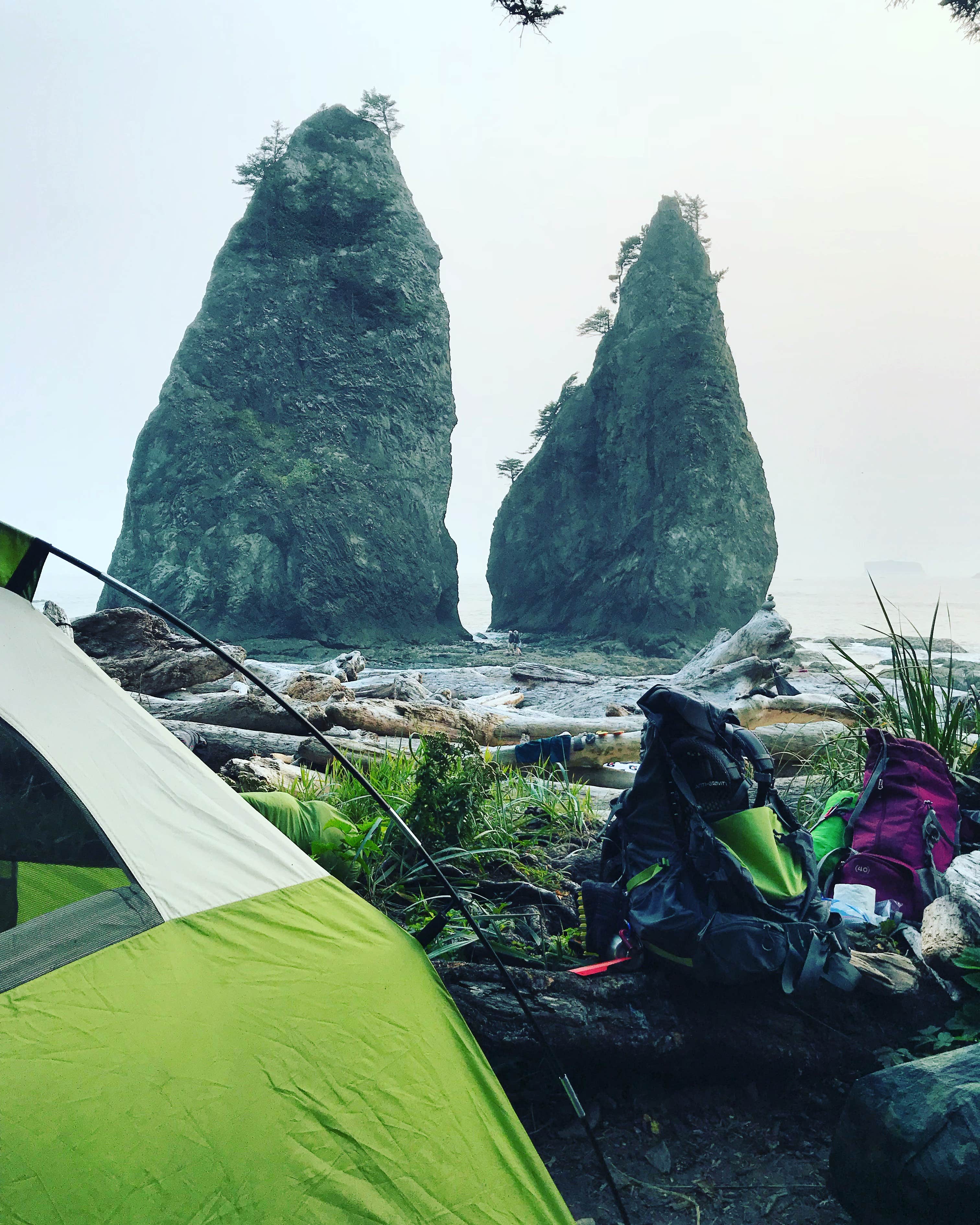 Molly Y.'s photo of tent camping at Hole-in-the-wall near Forks, WA