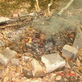 we had to burn the leaves before we could get a good fire going but oh the yummy smell of a campfire in the woods!