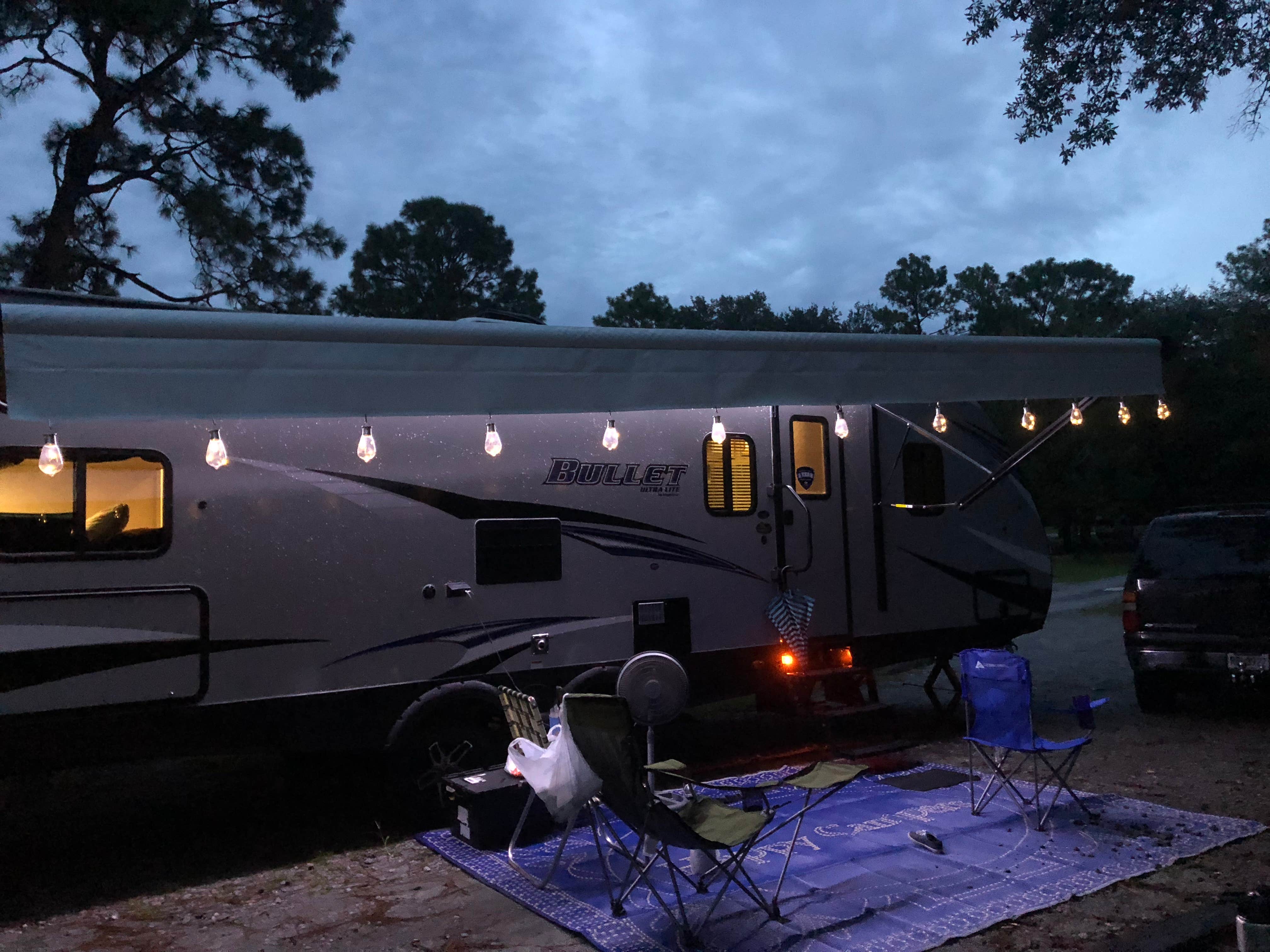Our camper all lit up:)