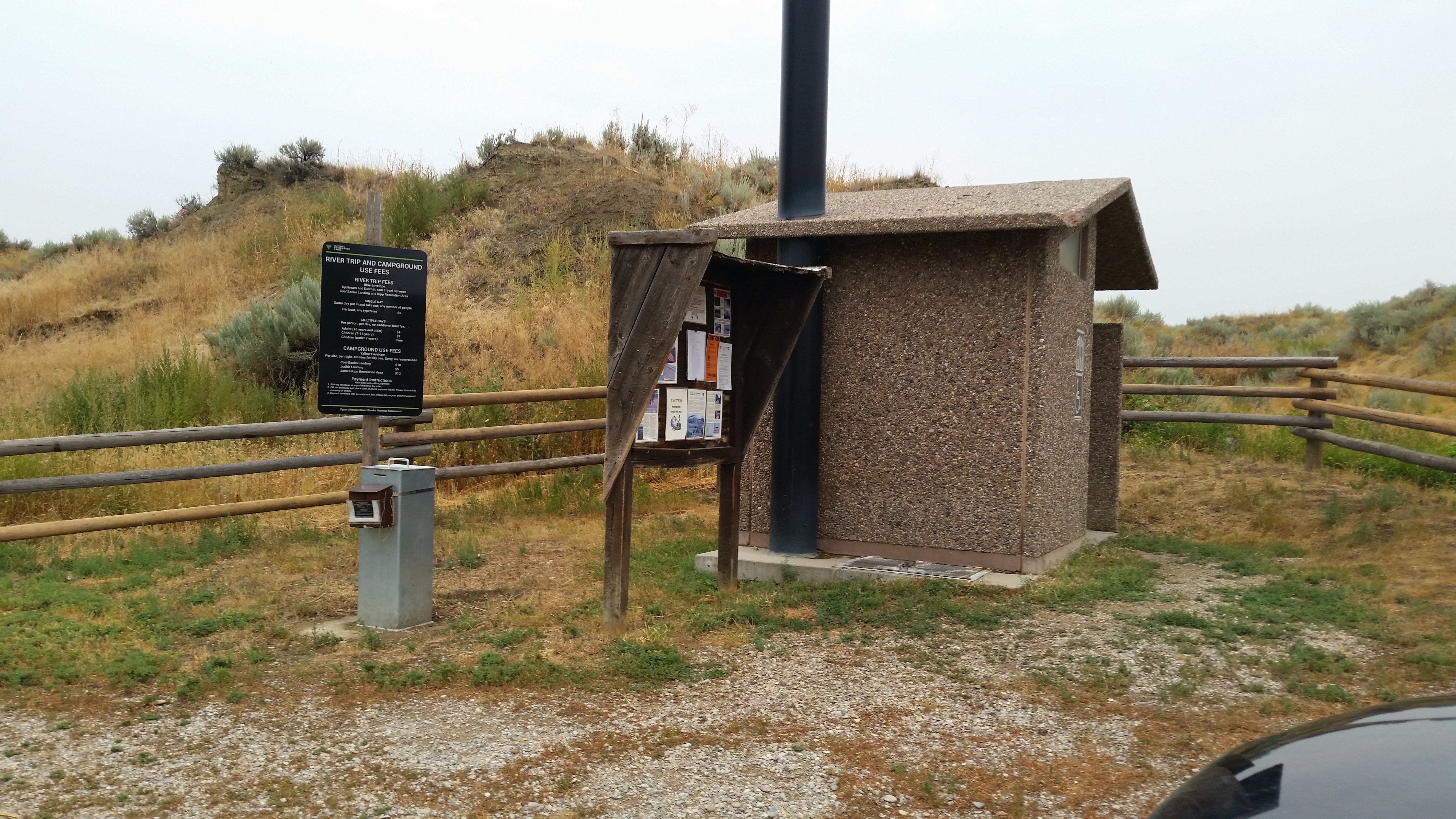 Fee station and vault toilet 