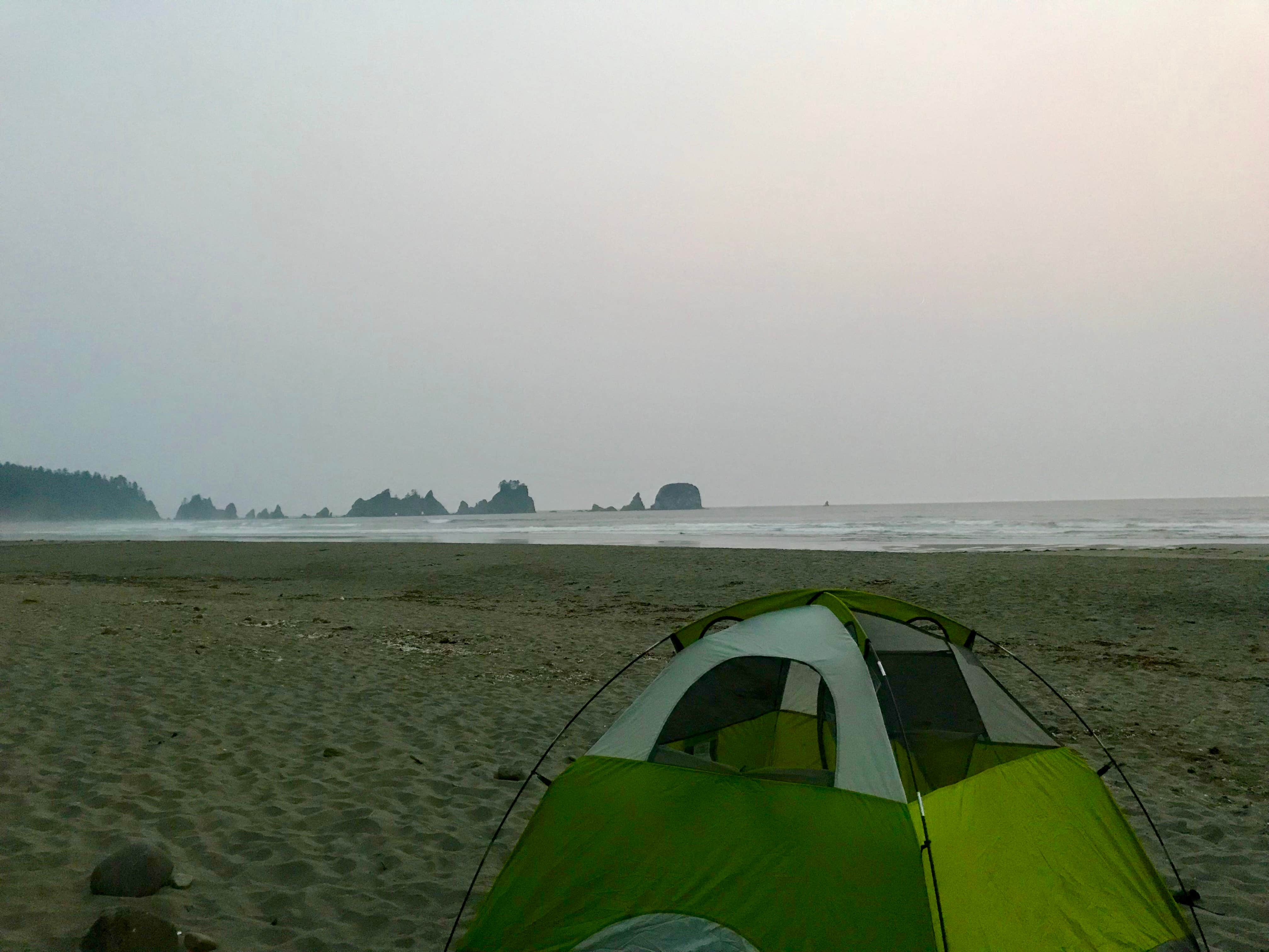 Molly Y.'s photo of tent camping at Shi Shi Beach — Olympic National Park near Forks, WA