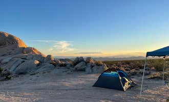 Camping near Heart of the Mojave on Kelbaker Road: Kelbaker Boulders Dispersed — Mojave National Preserve, Amboy, California