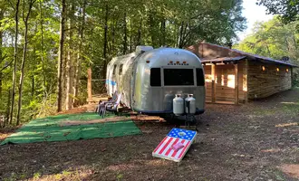 Camping near Deep Creek Tube Center & Campground: Airbear: Airstream Glamping with Hot Tub and Cabin, Bryson City, North Carolina