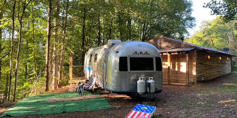 Camper submitted image from Airbear: Airstream Glamping with Hot Tub and Cabin