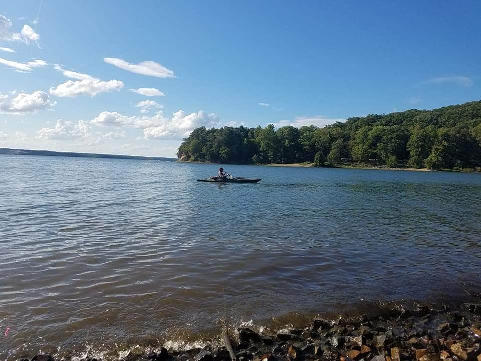 From the opposite side of Redd Hollow Cove looking towards the campground.  Main lake is out to the left.