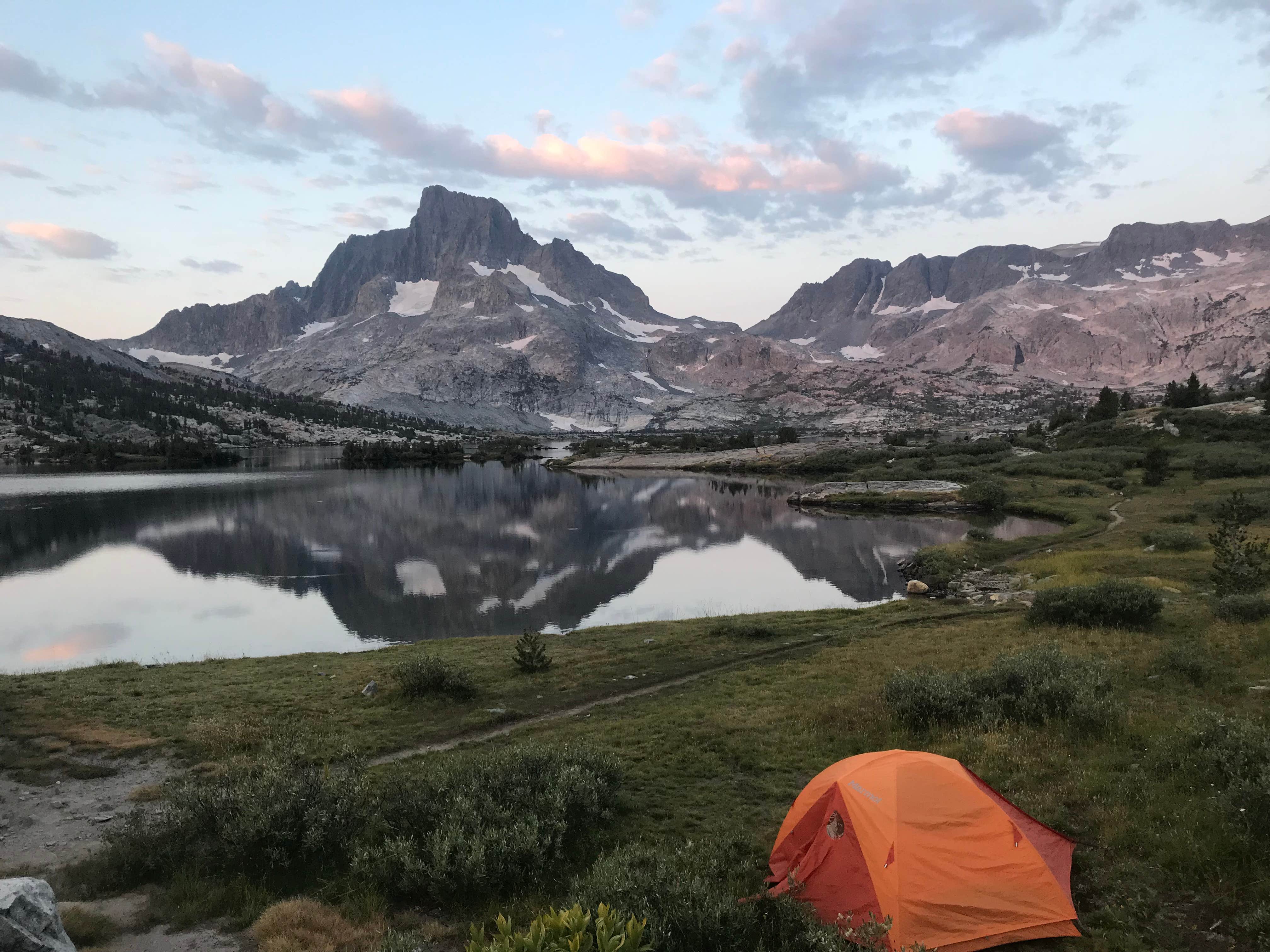 Dave V.'s photo of tent camping at Thousand Island Lake Backcountry near June Lake, CA