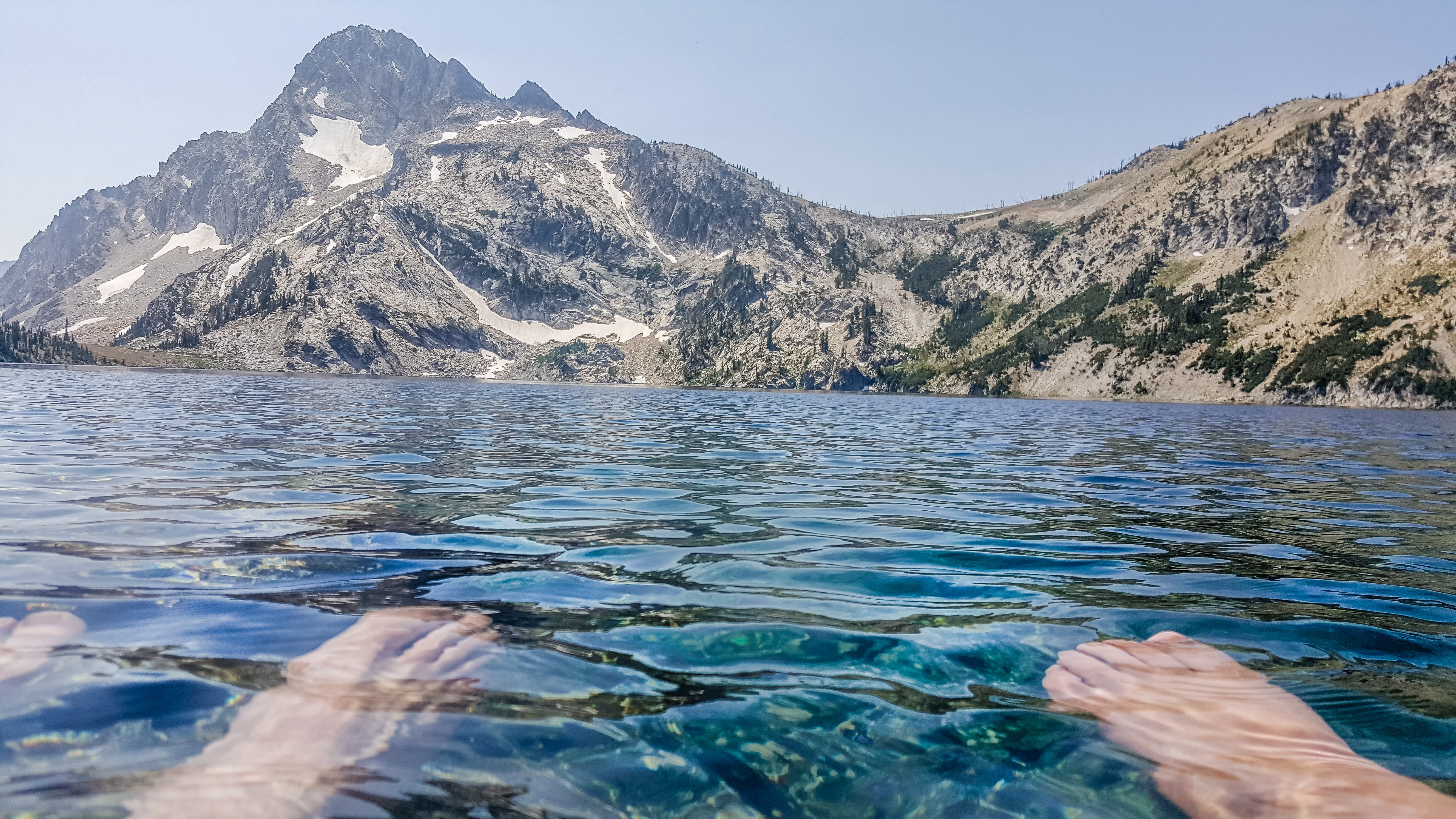 Dipped our feet into the very cold, yet refreshing snow melt lake water.