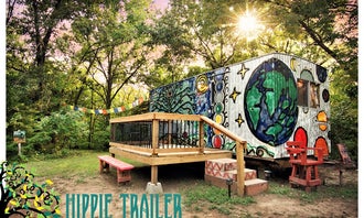 Camping near Kansas City East-Oak Grove KOA: Hippie Trailer at Milo Farm, Buckner, Missouri