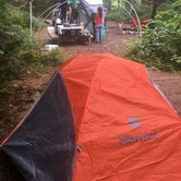 One of two tent pads