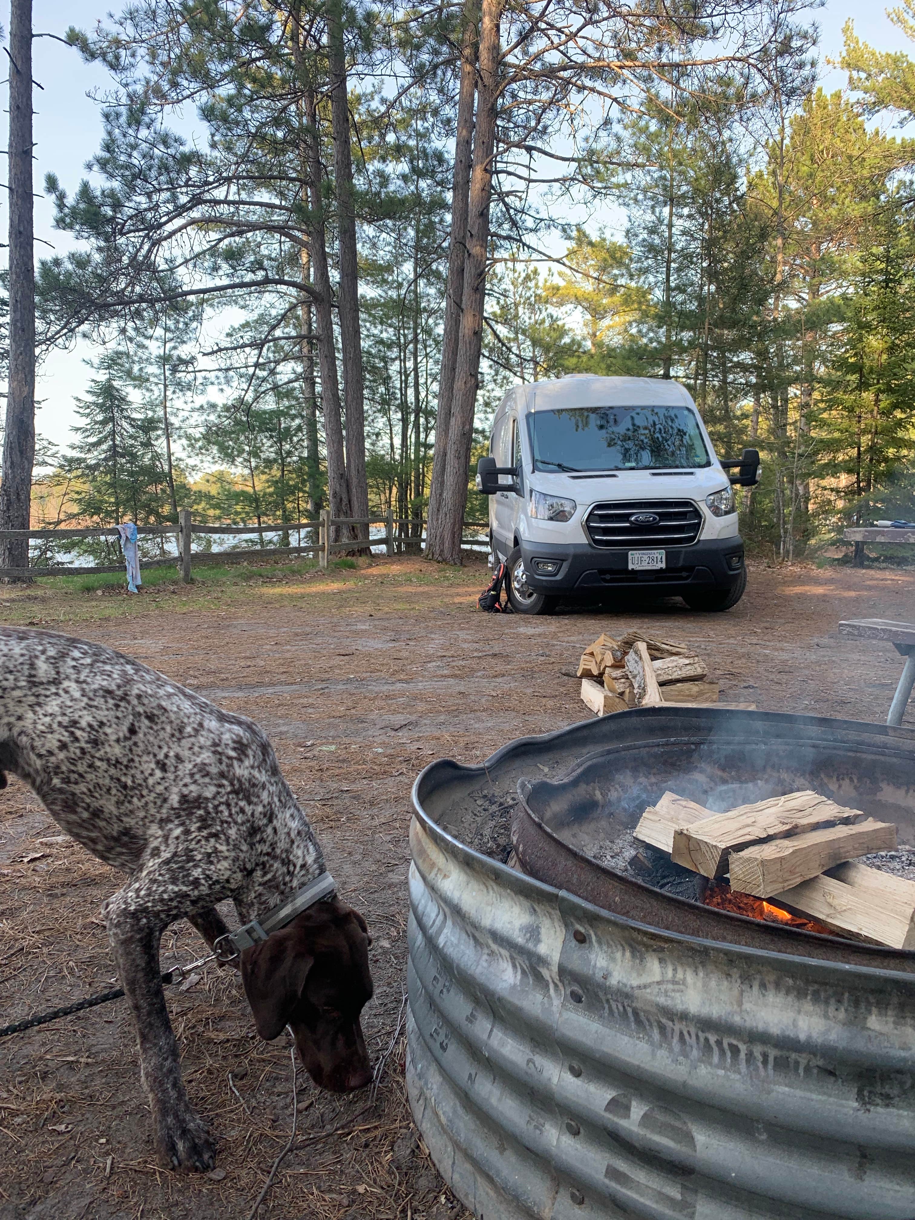 Katy Z.'s photo of camping with pets at Lower Falls Campground — Tahquamenon Falls State Park near Naubinway, MI
