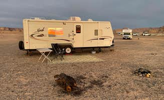Kelly H.'s photo of rv camping at Lone Rock Beach Primitive Camping Area — Glen Canyon National Recreation Area near Big Water, UT