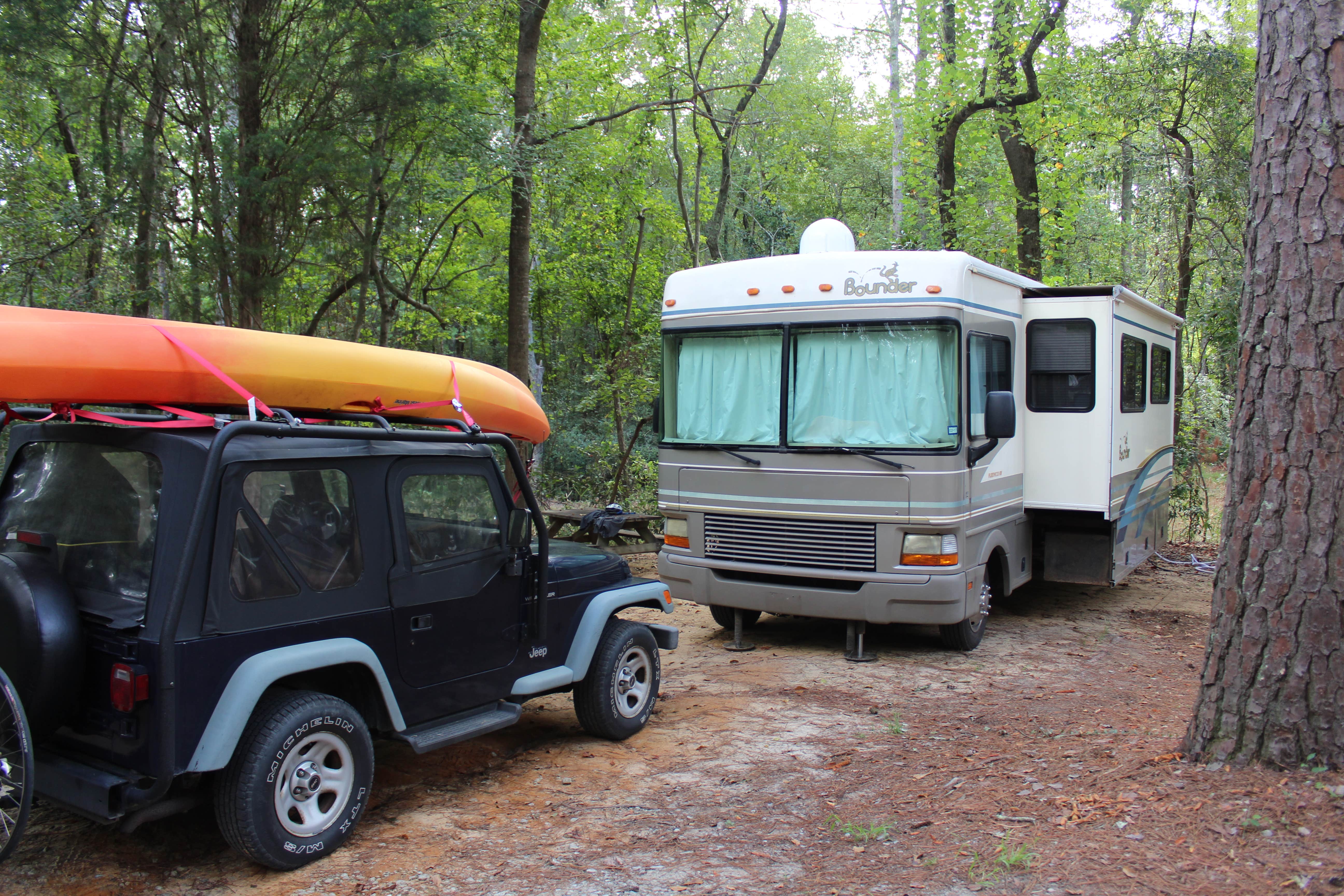 Bounding Around's photo of rv camping at Sesquicentennial State Park Campground near Elgin, SC