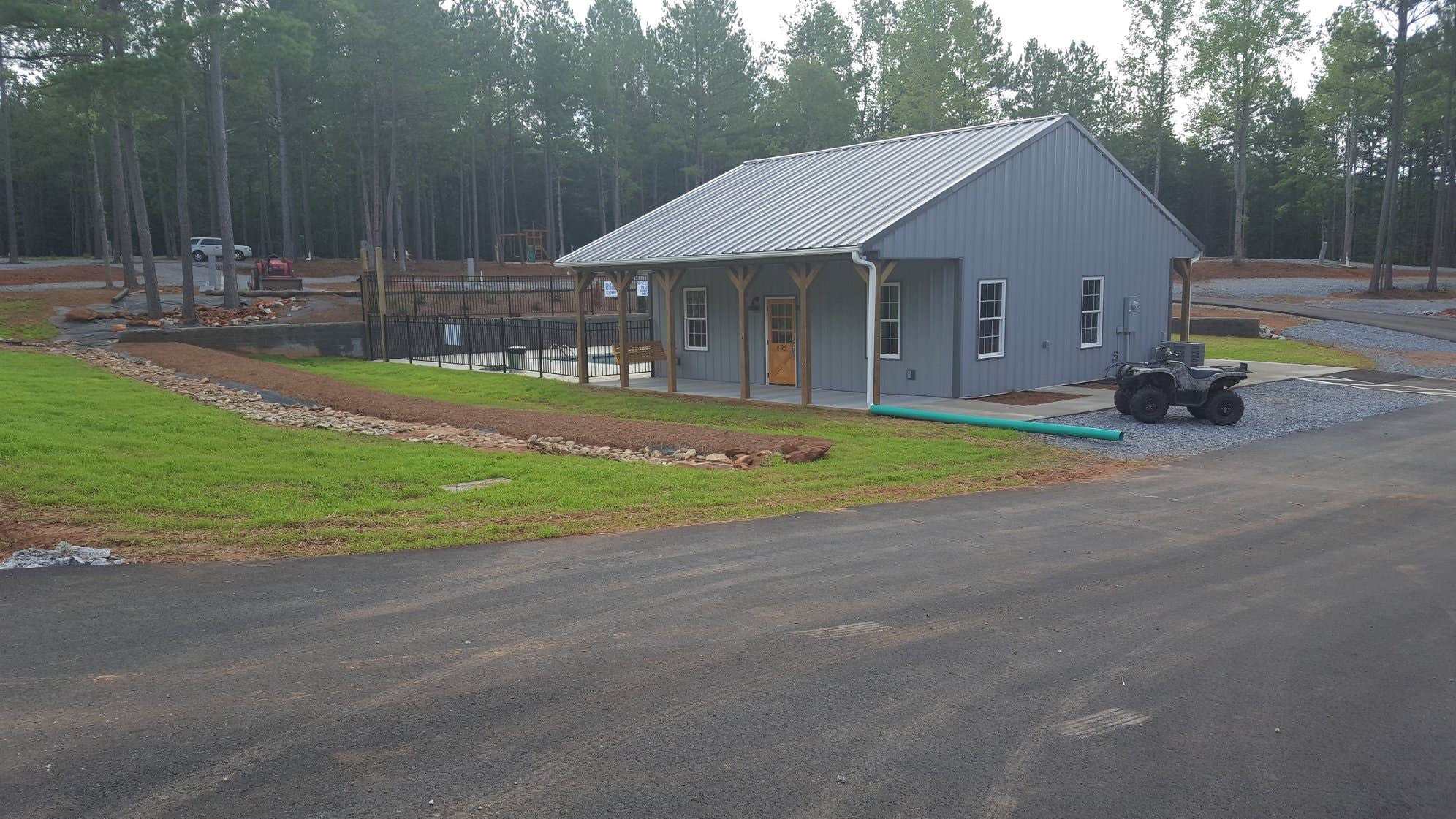 Road view of camp store and part of the new park
