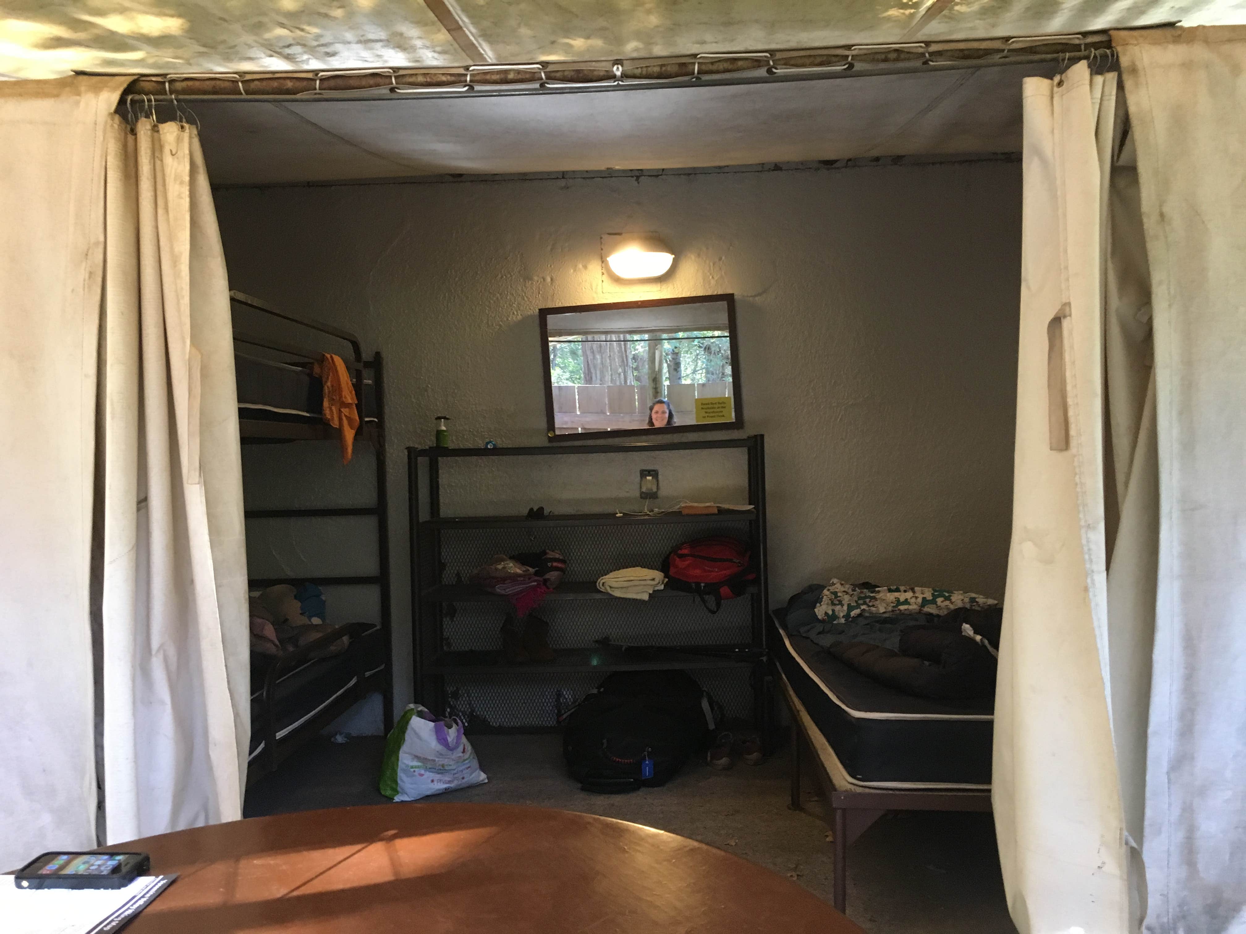 Double bed and bunk bed.