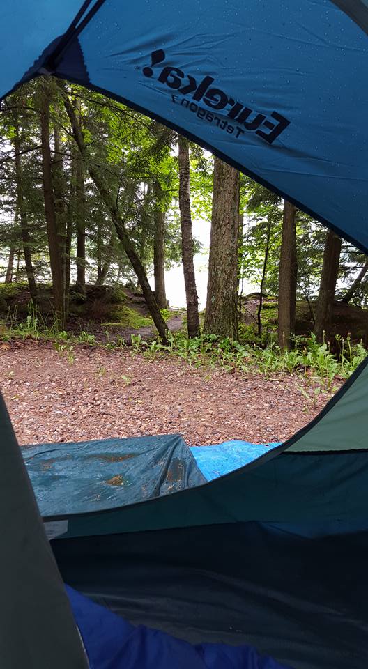 View of the lake from inside the tent