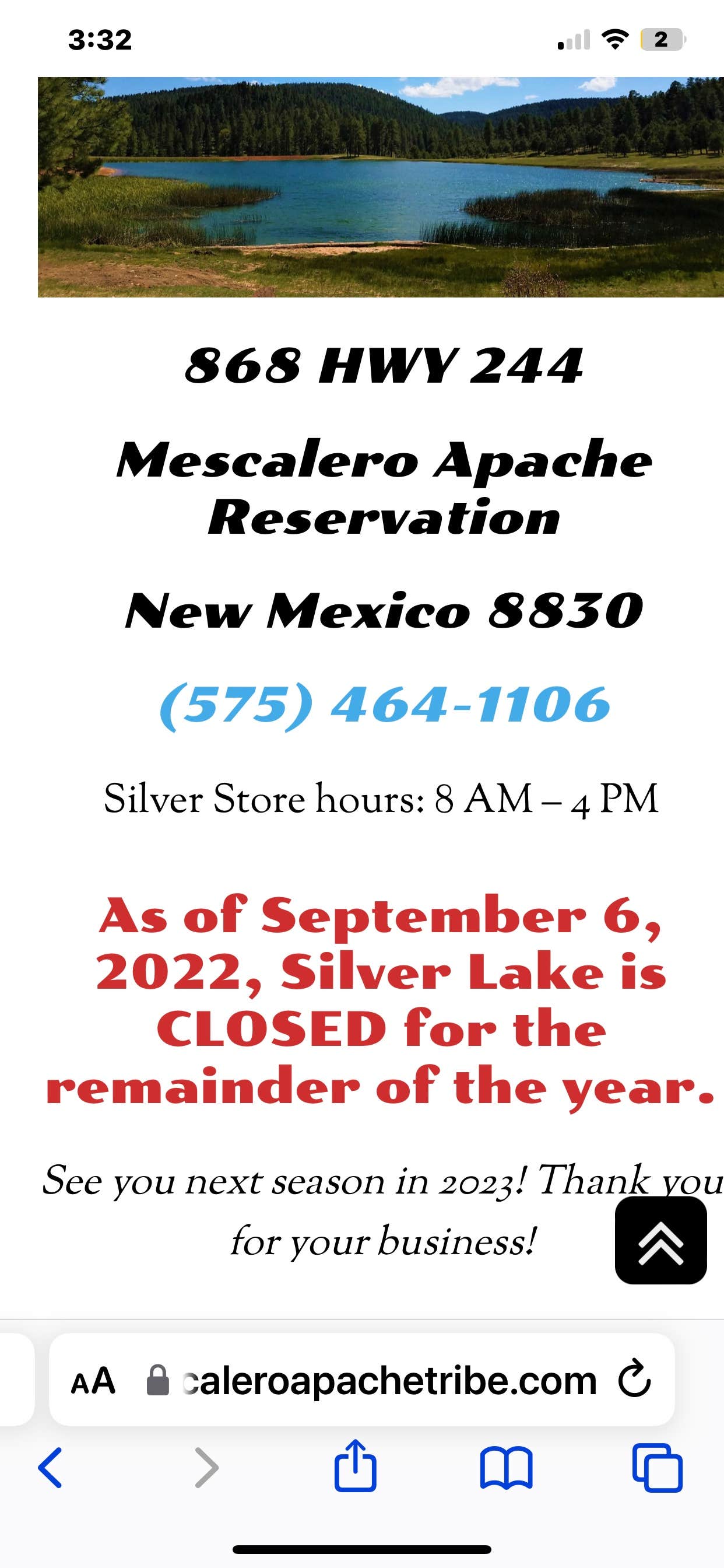 Silver Lake Campground Mescalero, NM