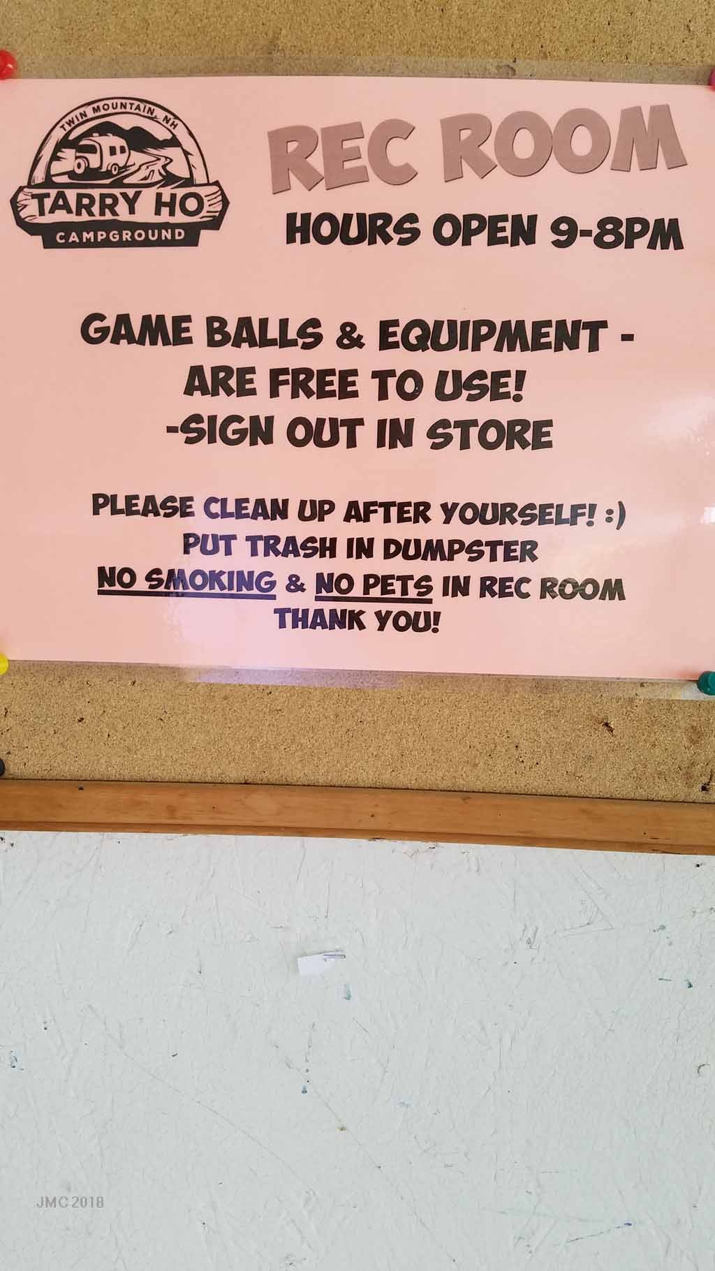 Game room hours and equipment