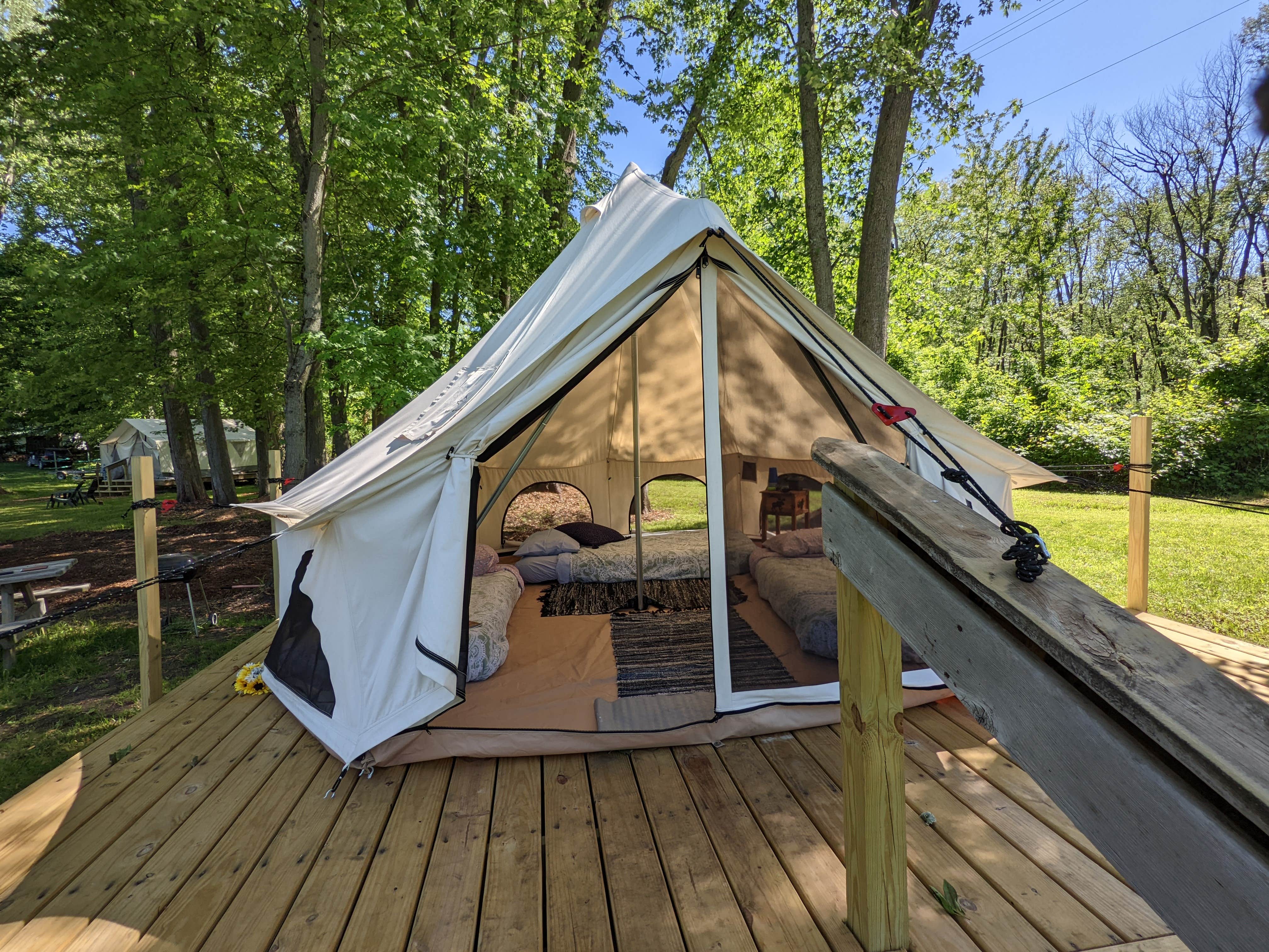 Julie H.'s photo of glamping accommodations at WaterTrail Ventures Paddle Respite near Augusta, MI