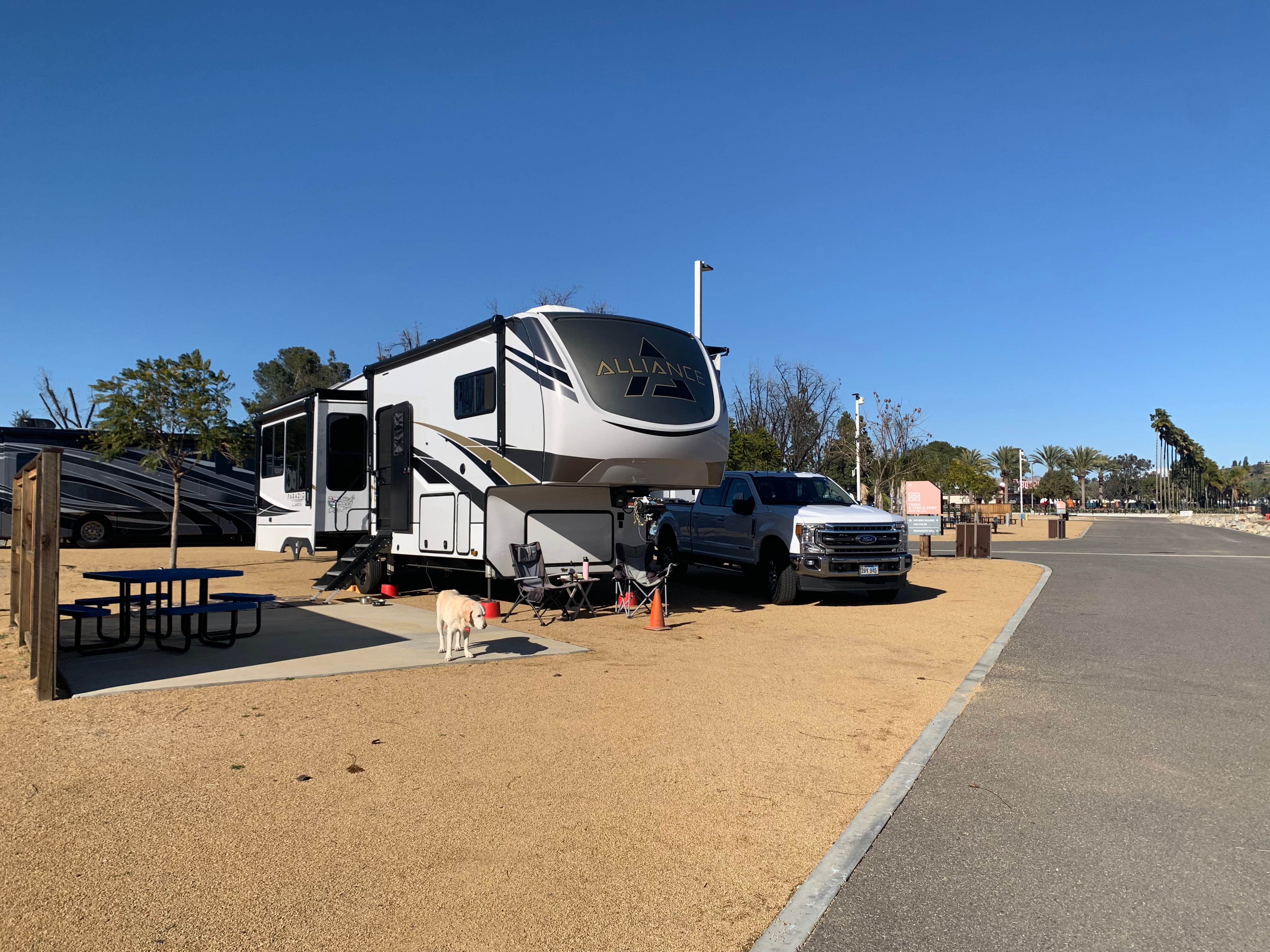 Kellie's photo of camping with pets at Launch Pointe Recreation Destination and RV Park near Lake Elsinore, CA