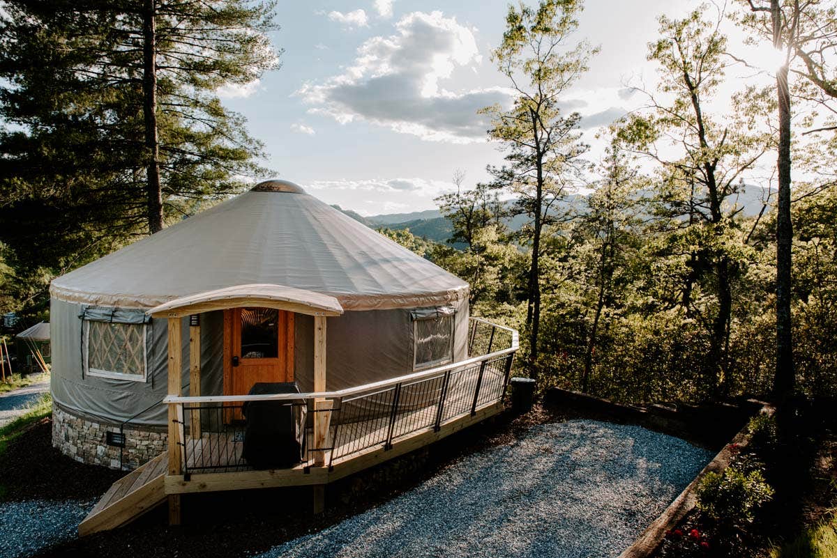 Melissa L.'s photo of glamping accommodations at Sky Ridge Yurts near Nantahala National Forest