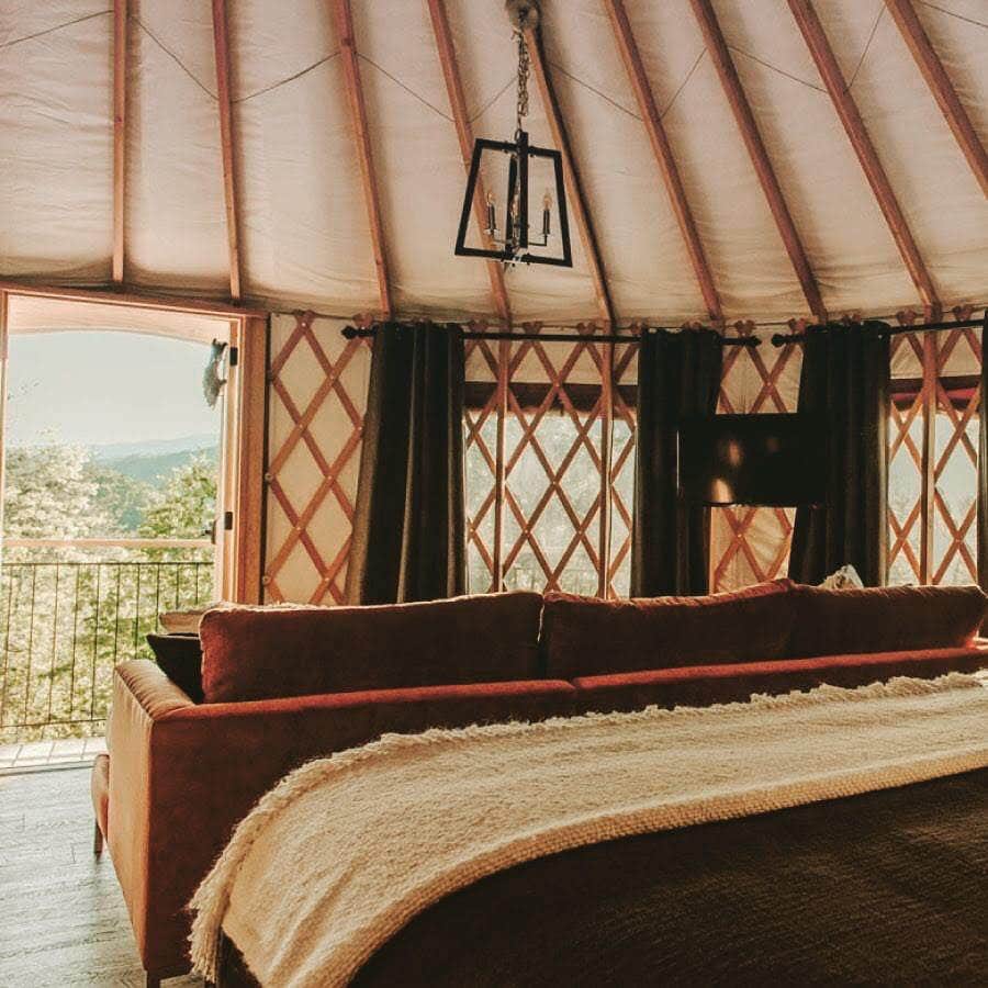 Melissa L.'s photo of glamping accommodations at Sky Ridge Yurts near Fontana Dam, NC