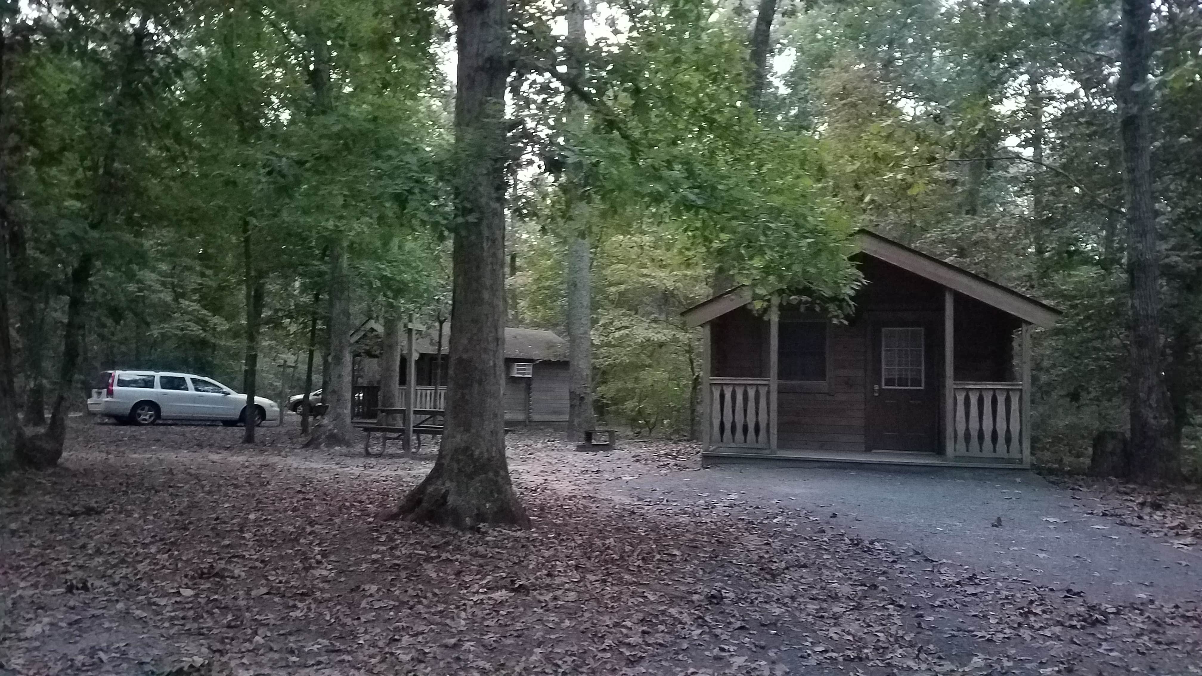 Camping cabins - not a lot of room beyond the beds but that's what camping cabins provide