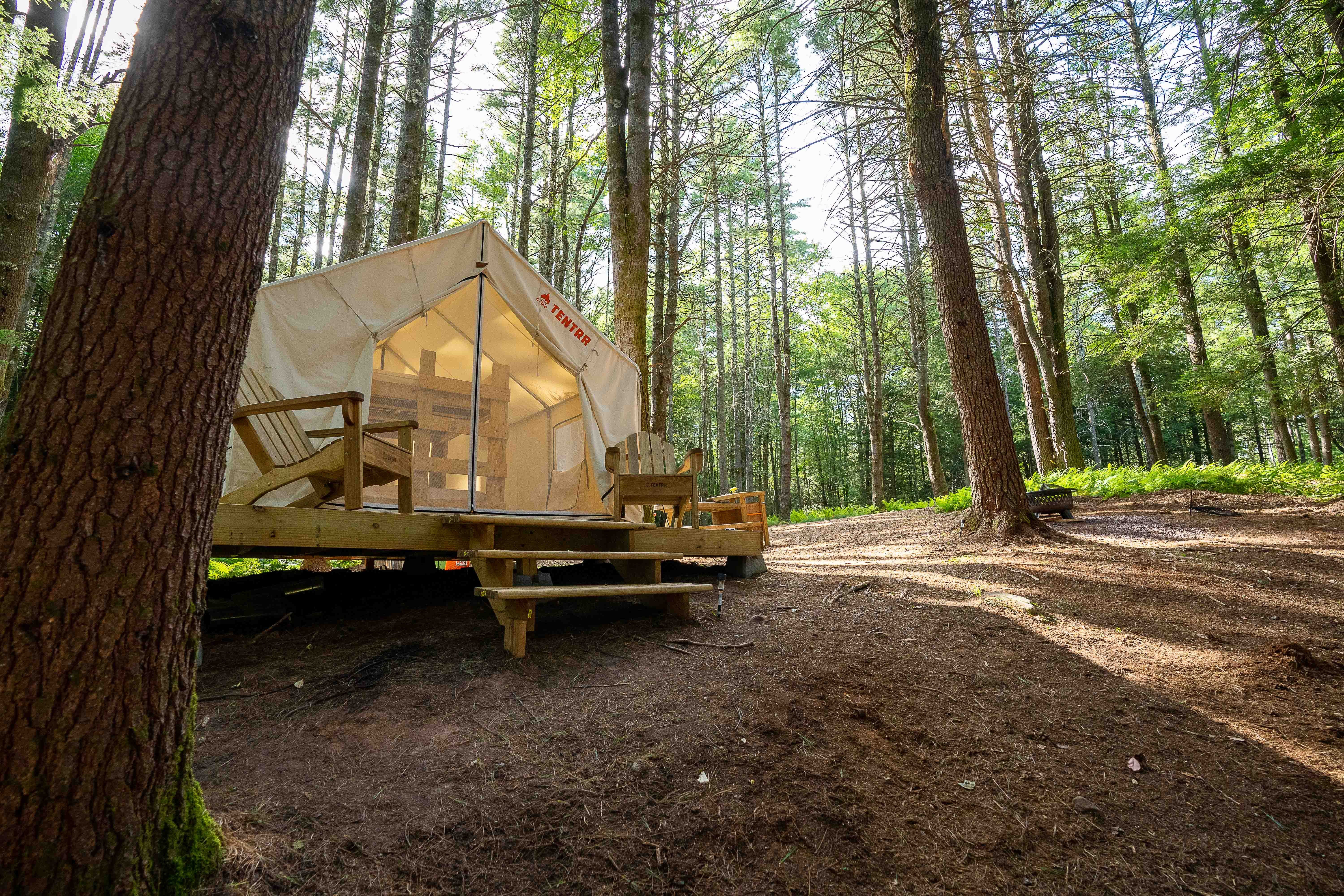 Camper submitted image from Tentrr Signature Site - Say Hello 2 Heaven at the Tentrr Catskill Retreat - Stream View - Single Camp with Queen Bunk Bed - 1