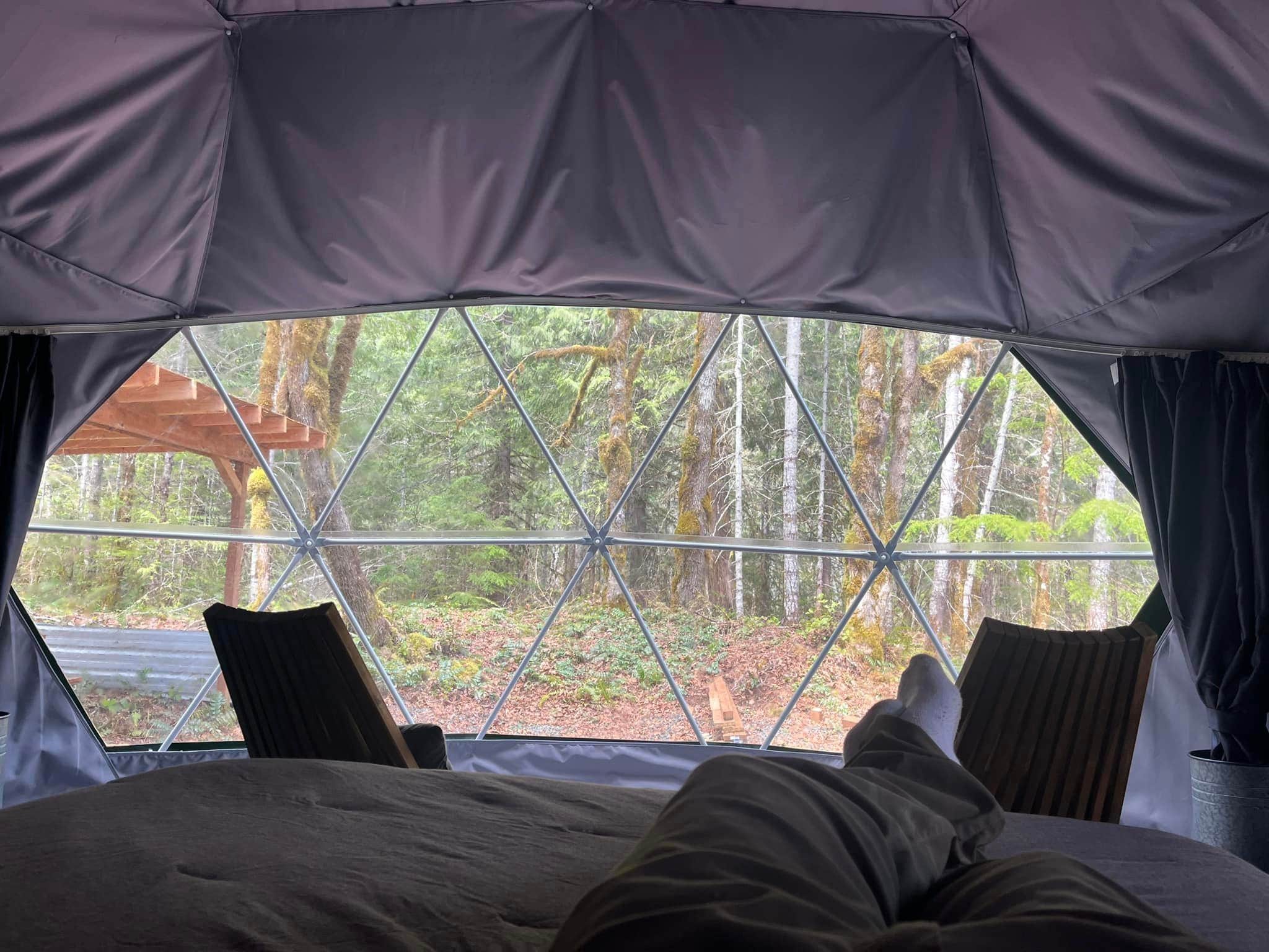 Marc's photo of glamping accommodations at Olympic Wilderness Basecamp near Vashon, WA