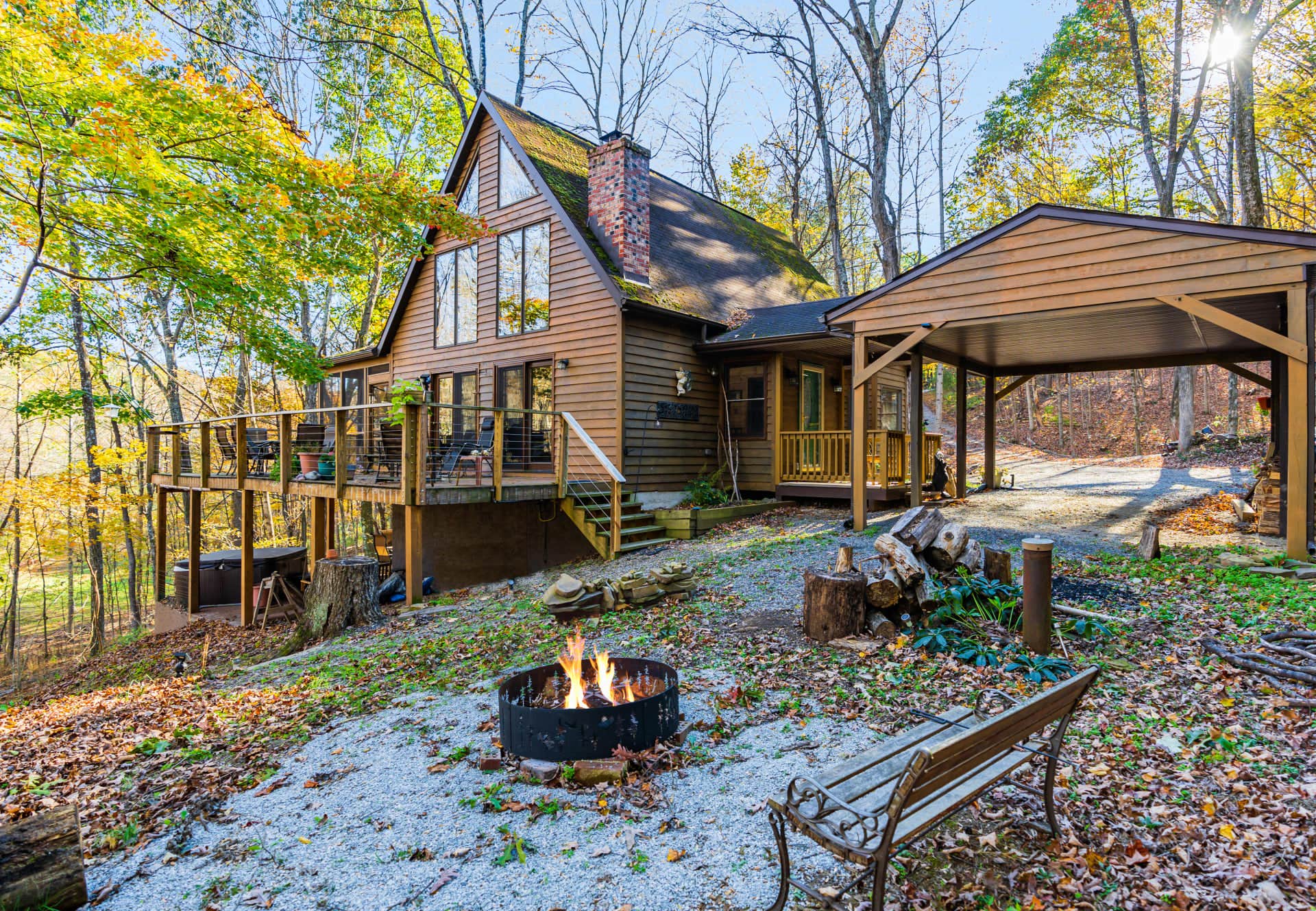 Camper submitted image from Private Creek, Huge Deck, Hot Tub at Chalet Cabin - 1