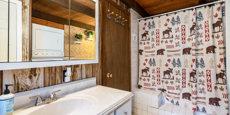 Camper submitted image from Log Cabin w Loft, Hot Tub, Deck, Fire Pit, & WiFi