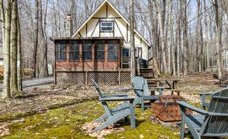 The Dyrt's photo of a cabin at Hot Tub, Lake/Beach, Pools, & WiFi at Chalet Cabin near Factoryville, PA
