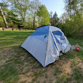 tent setup, view of road