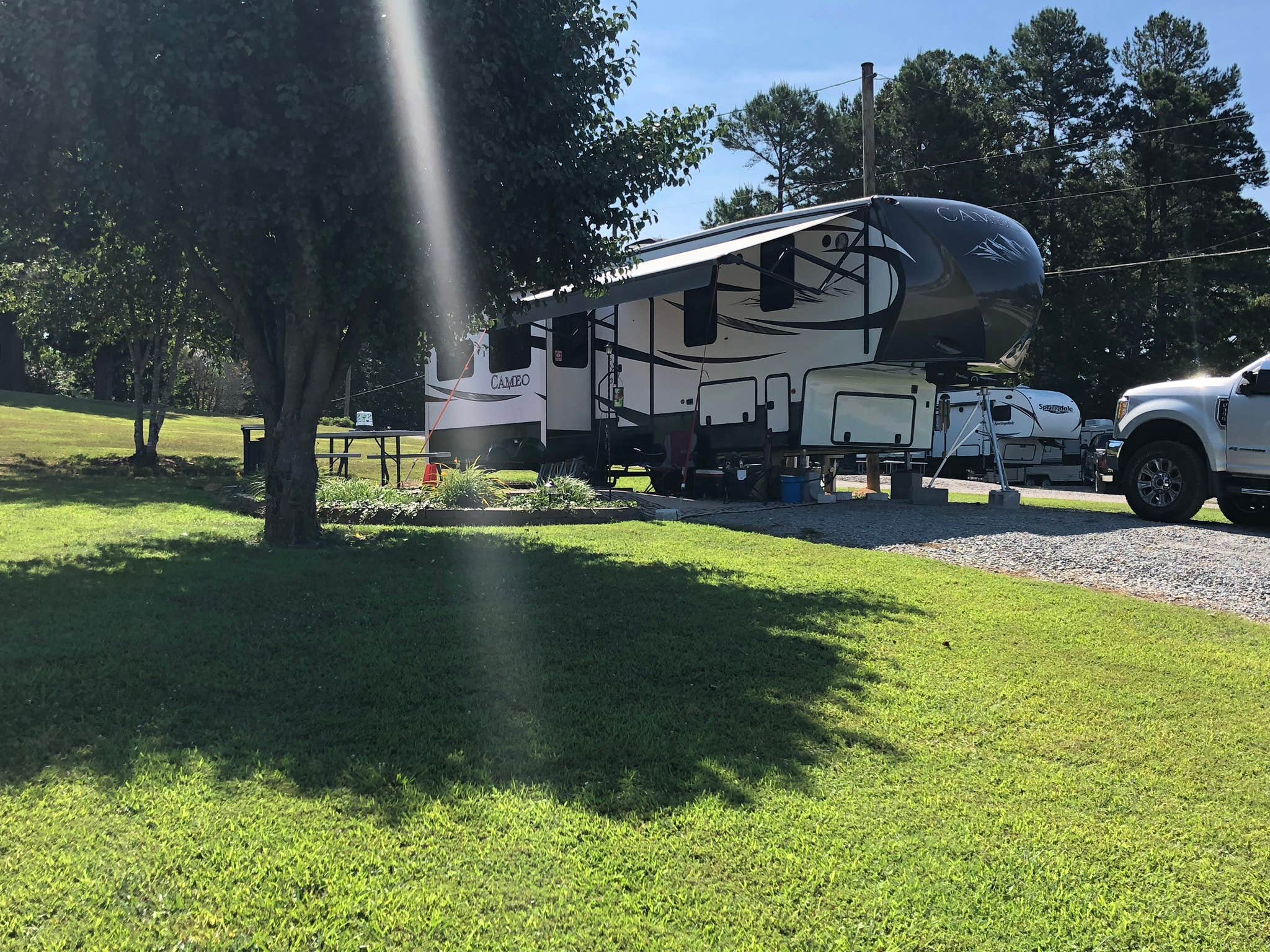 This is my RV at my site. Just showing how beautiful and well maintained the grounds are. 