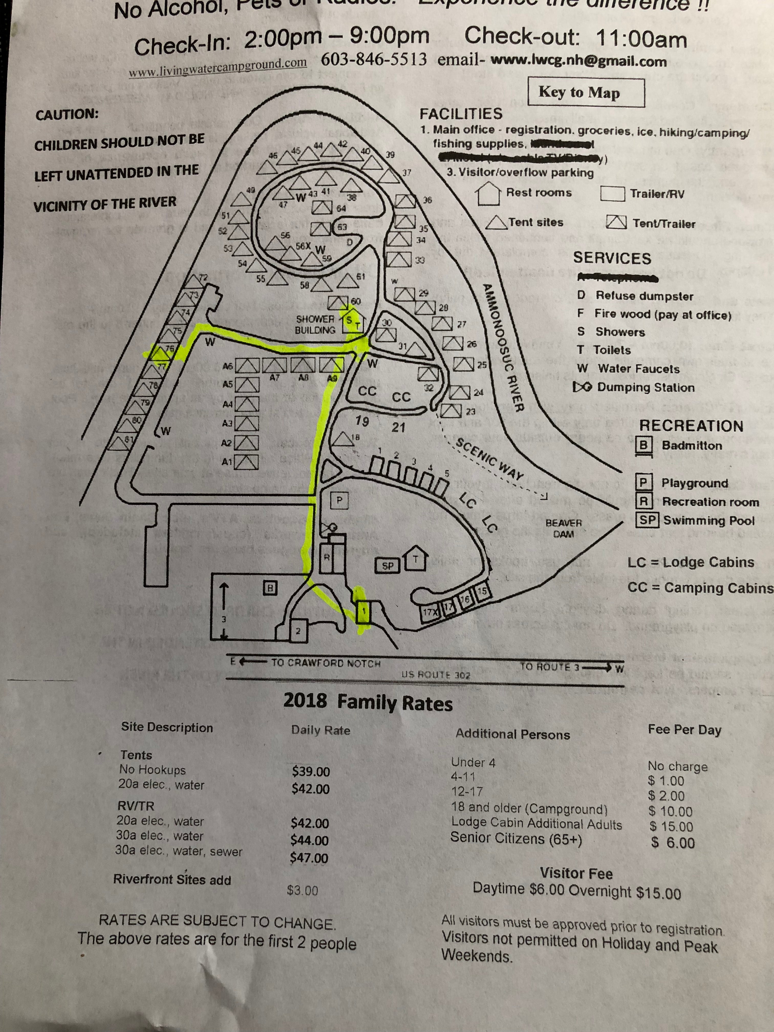 Campground map. site 76