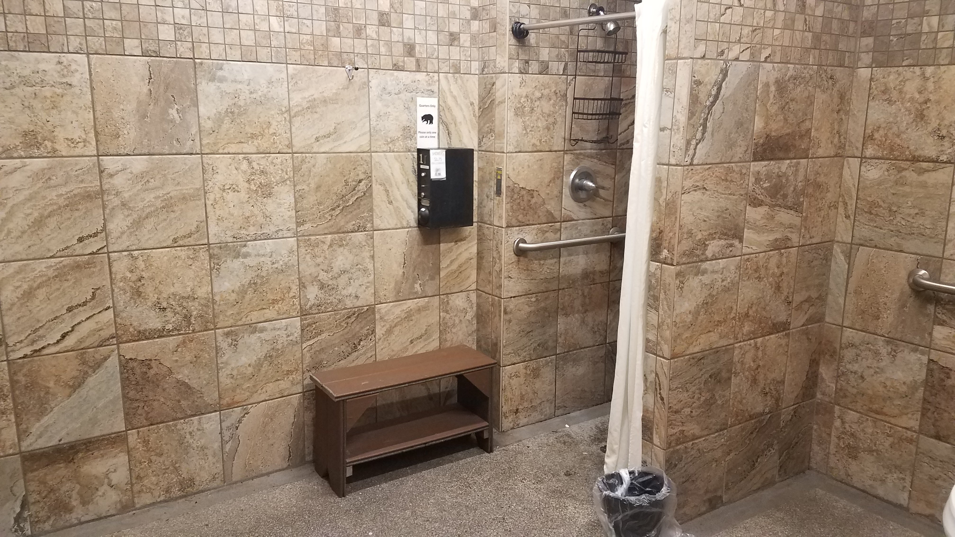 This is a spacious handicapped accessible shower, sink and toilet.