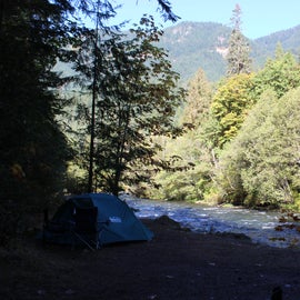 Campsite by the McKenzie River. 