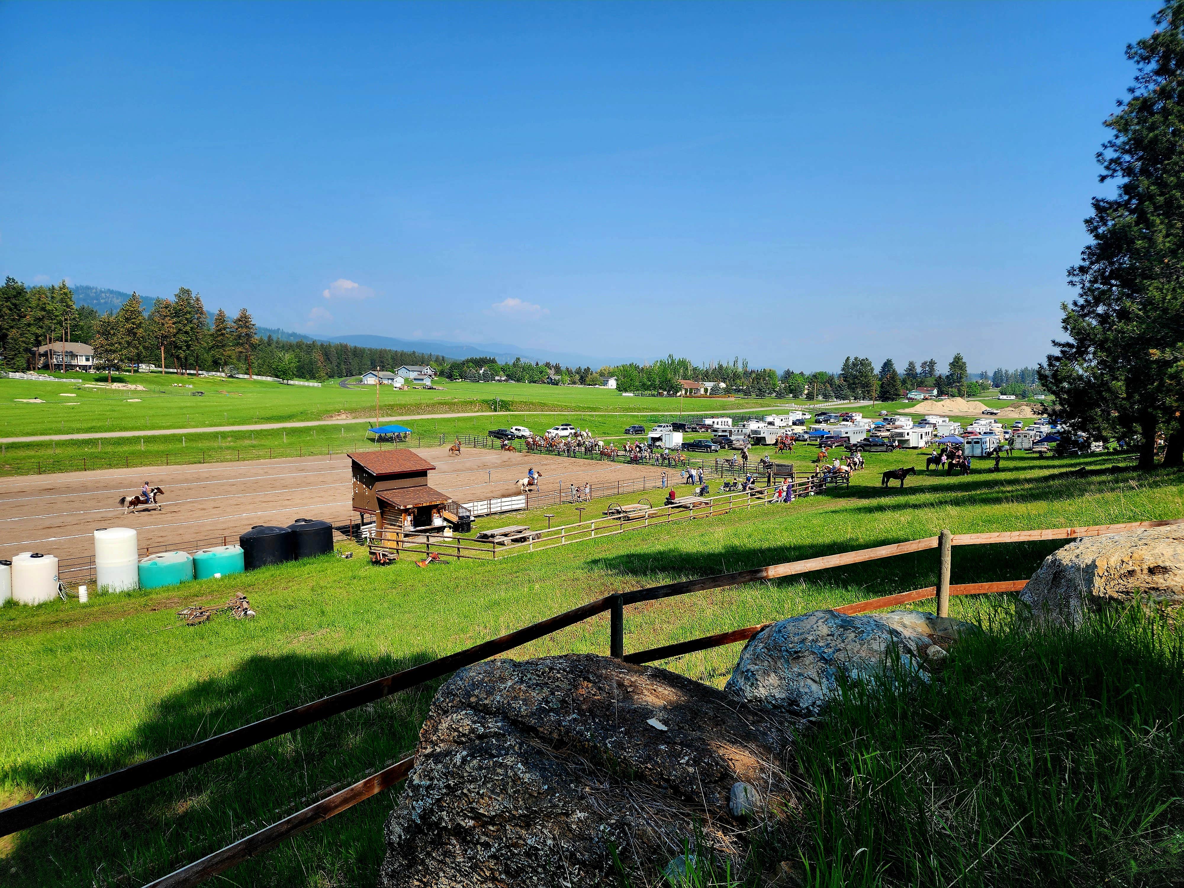 Charles Y.'s photo of camping with a horse at Horses Welcome | Hot Shower | Close to Everything near Big Arm, MT