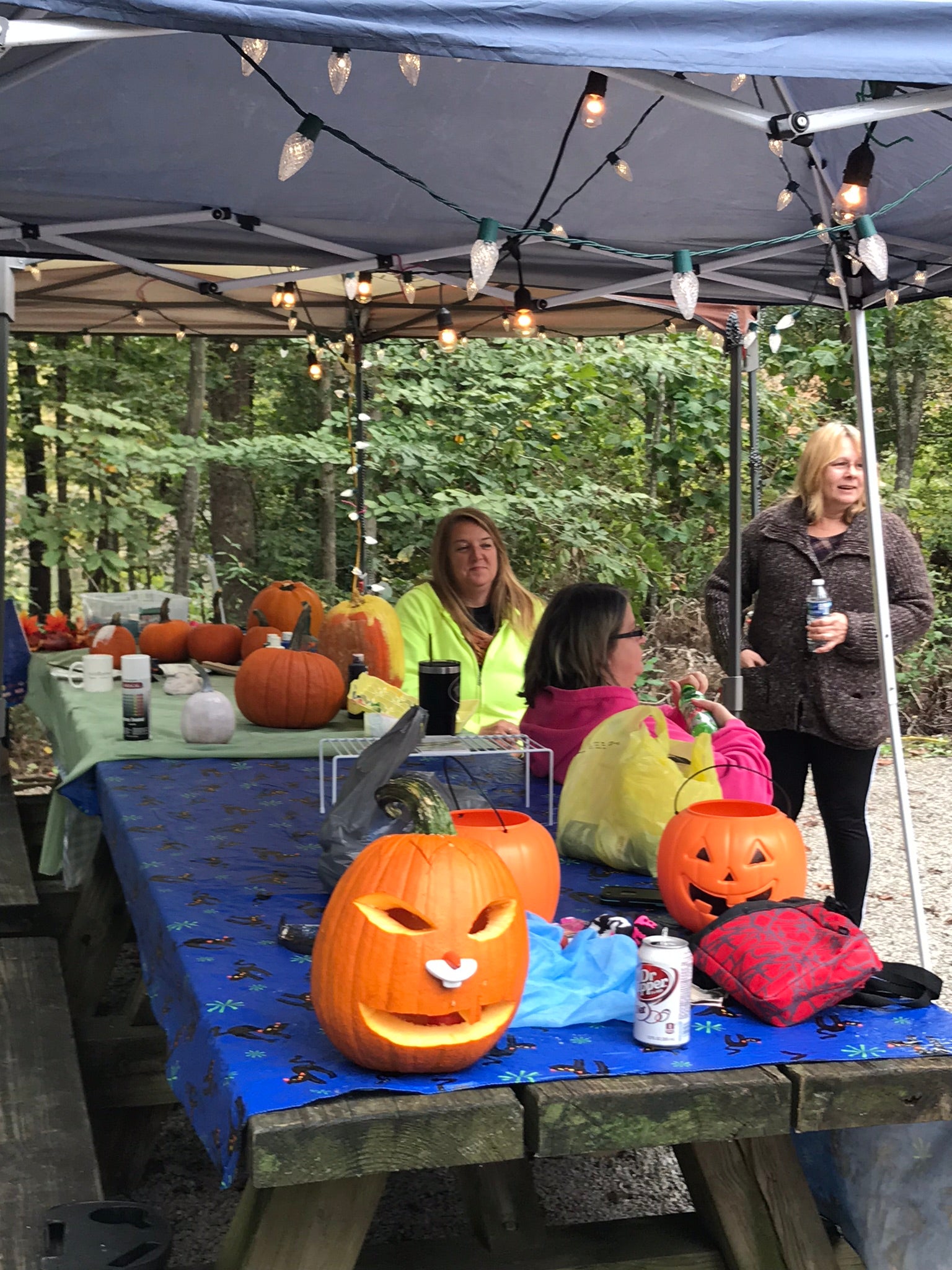 Carving and painting pumpkins 