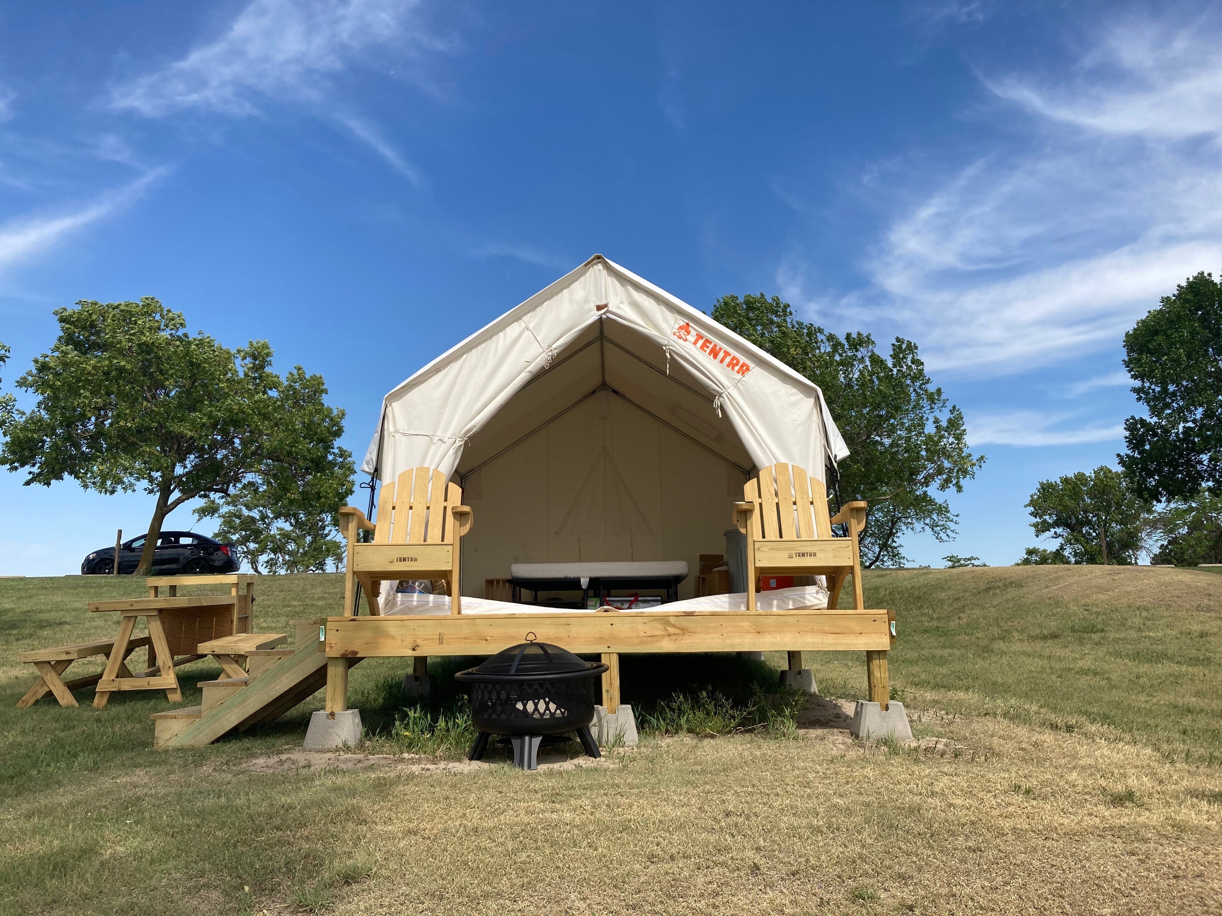 Camper submitted image from Tentrr State Park Site - Nebraska Sherman SRA ___ East Ridge Lakeview J ___ Single Camp - 1