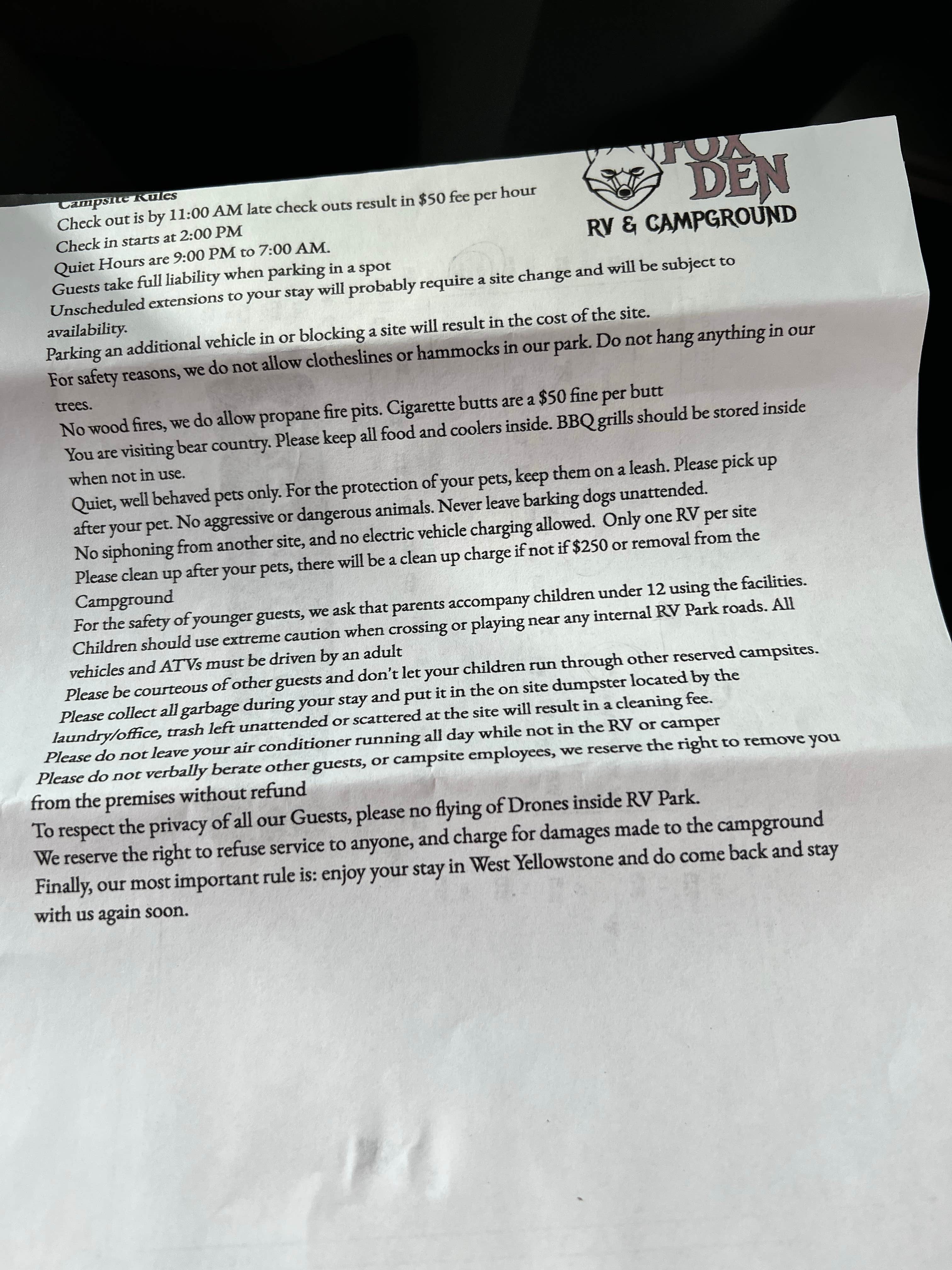 Camper-submitted photo at Fox Den RV and Campground near West Yellowstone, MT