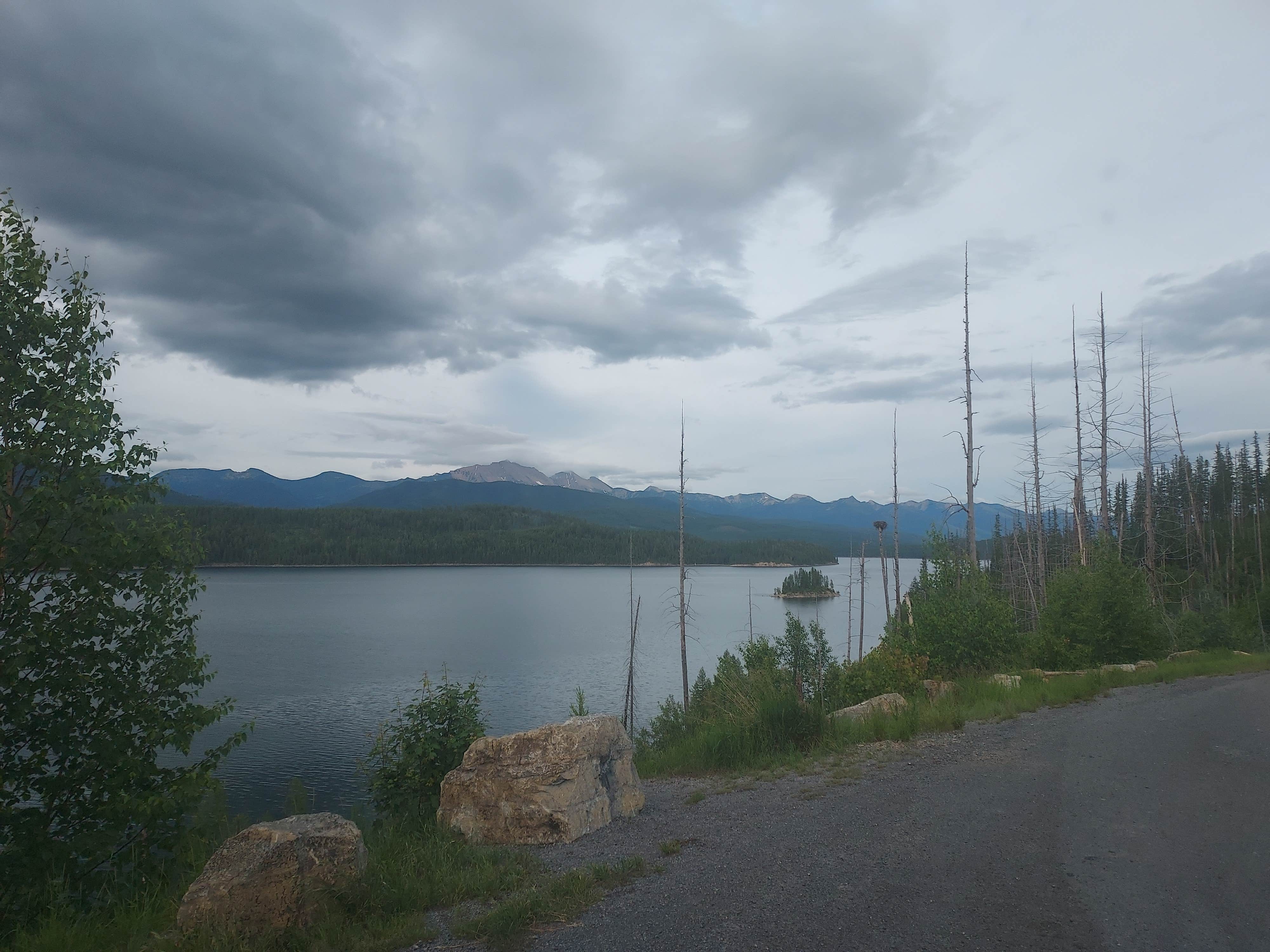 Noah E.'s photo of a dispersed camping area at Hungry Horse Reservoir Dispersed near Columbia Falls, MT