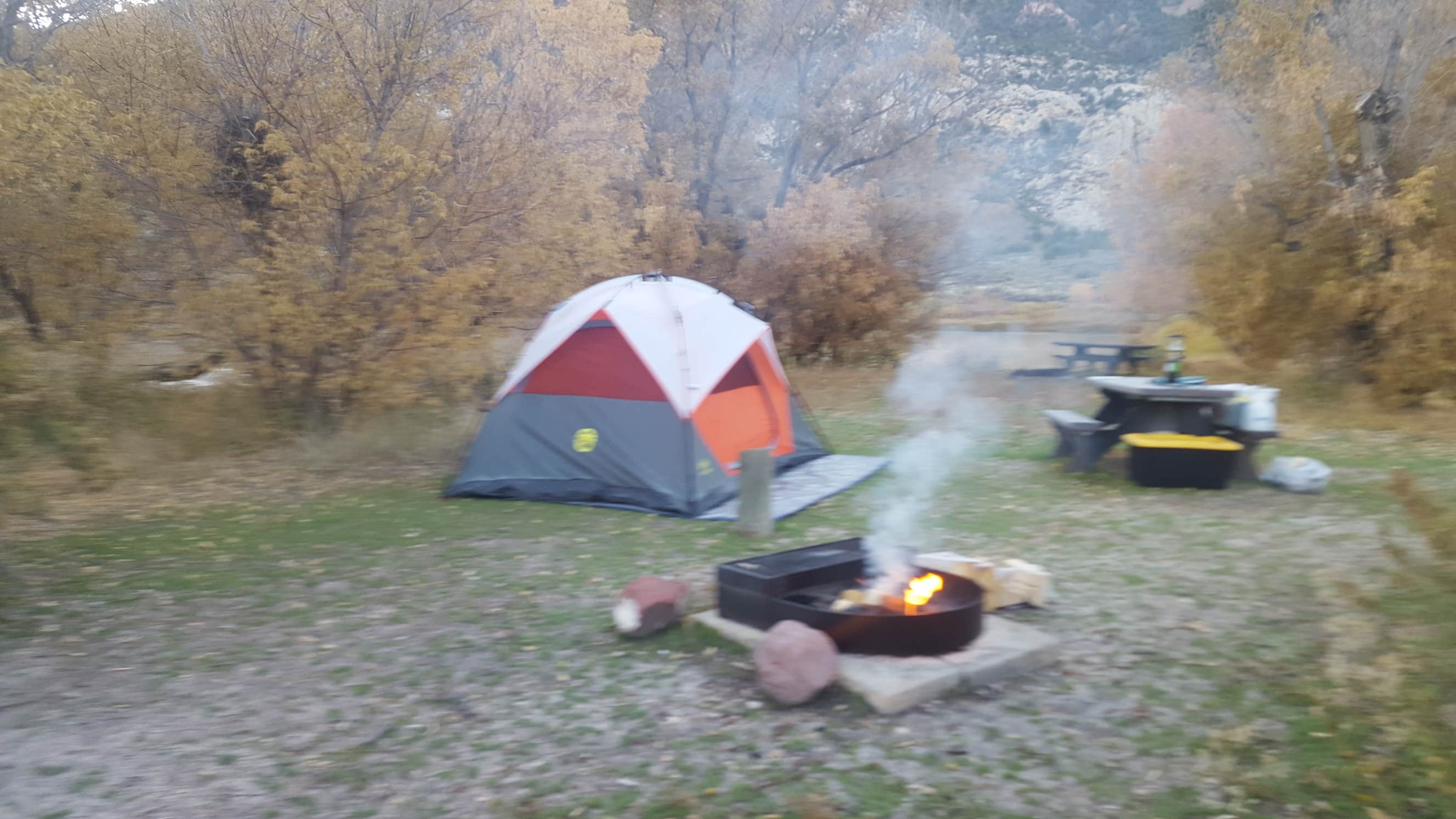 Gina J.'s photo of tent camping at Rainbow Park Campground — Dinosaur National Monument near Roosevelt, UT