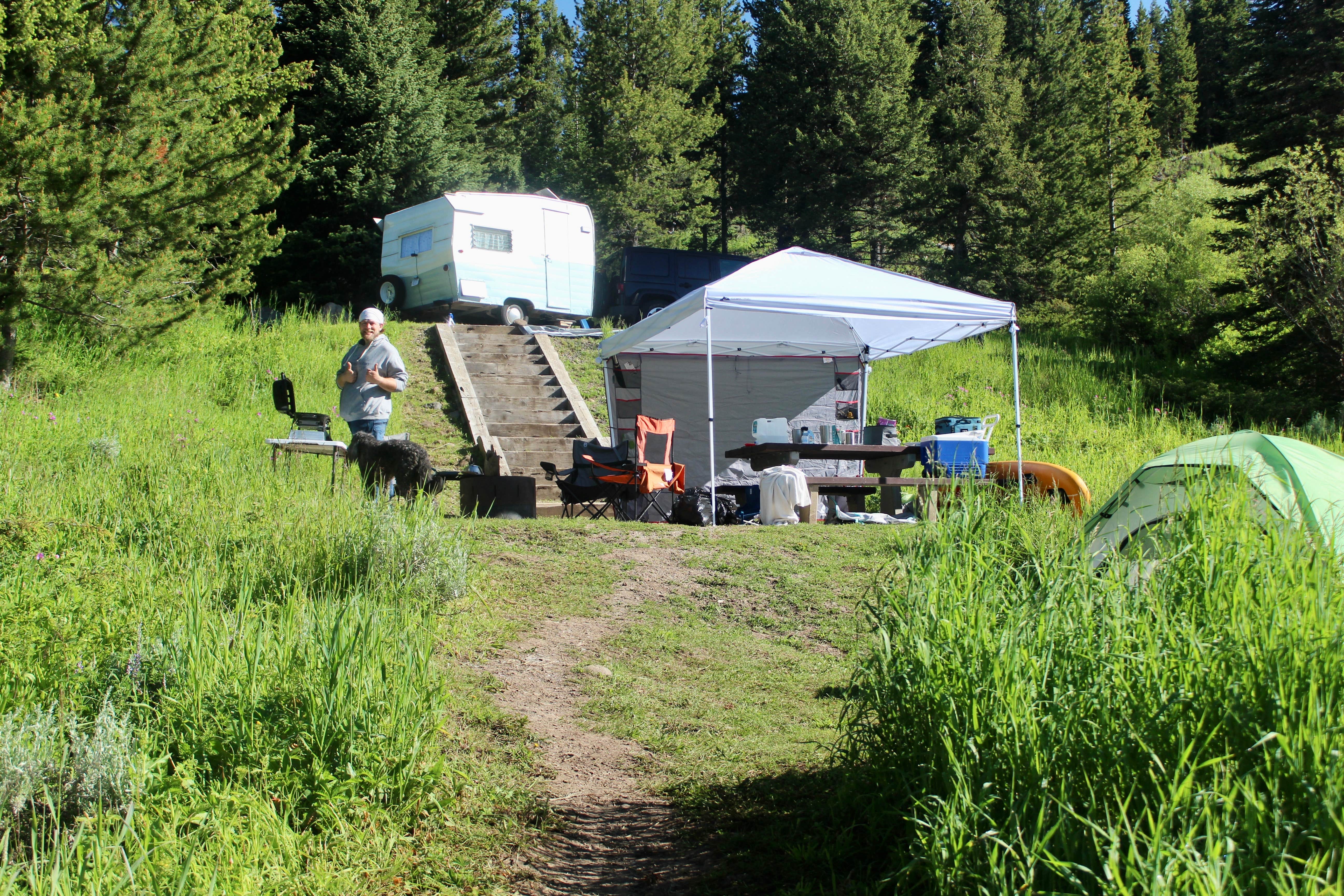 Tymber M.'s photo of camping with pets at Hood Creek Campground near Gallatin National Forest