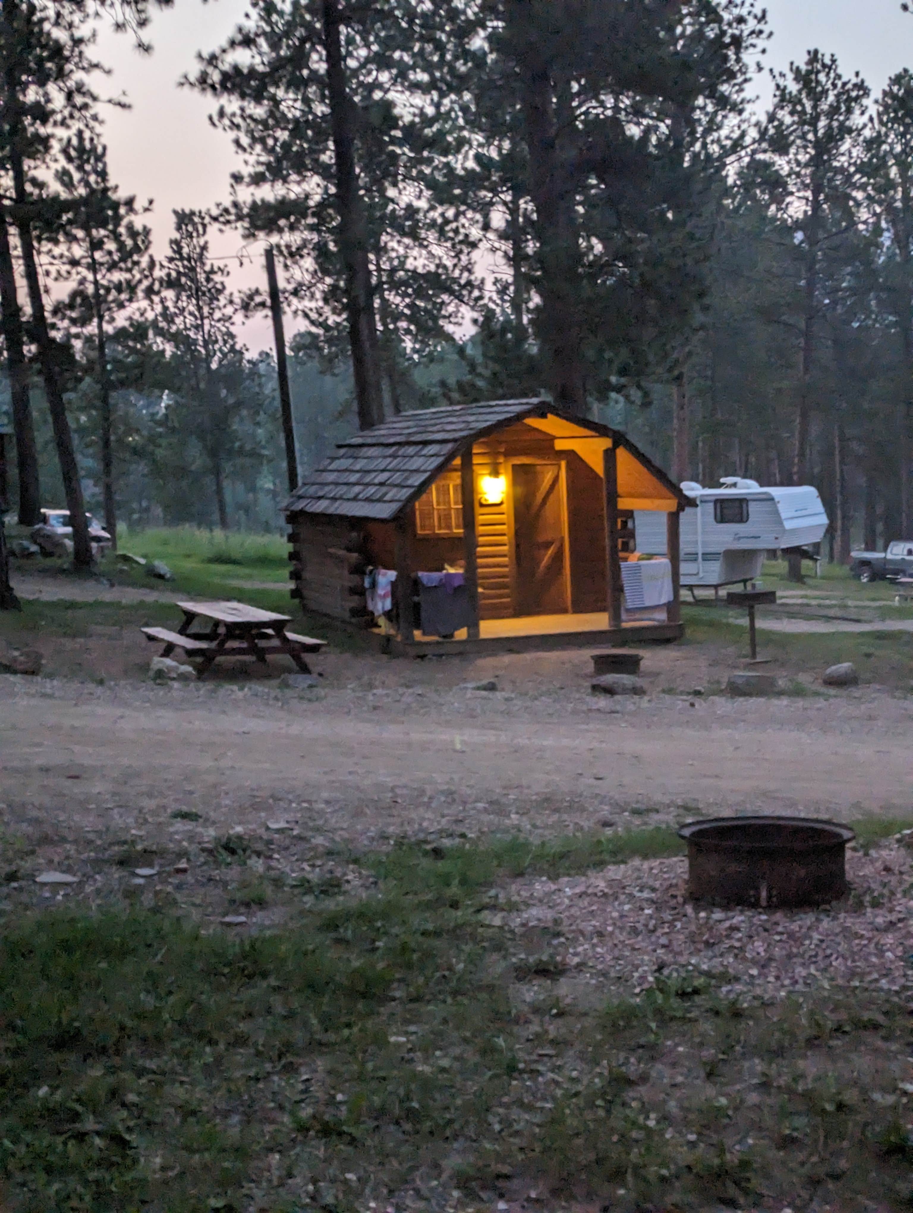 Kristi D.'s photo of a cabin at Custer Crazy Horse Campground & Cabin 13 Coffee Shop near Newcastle, WY