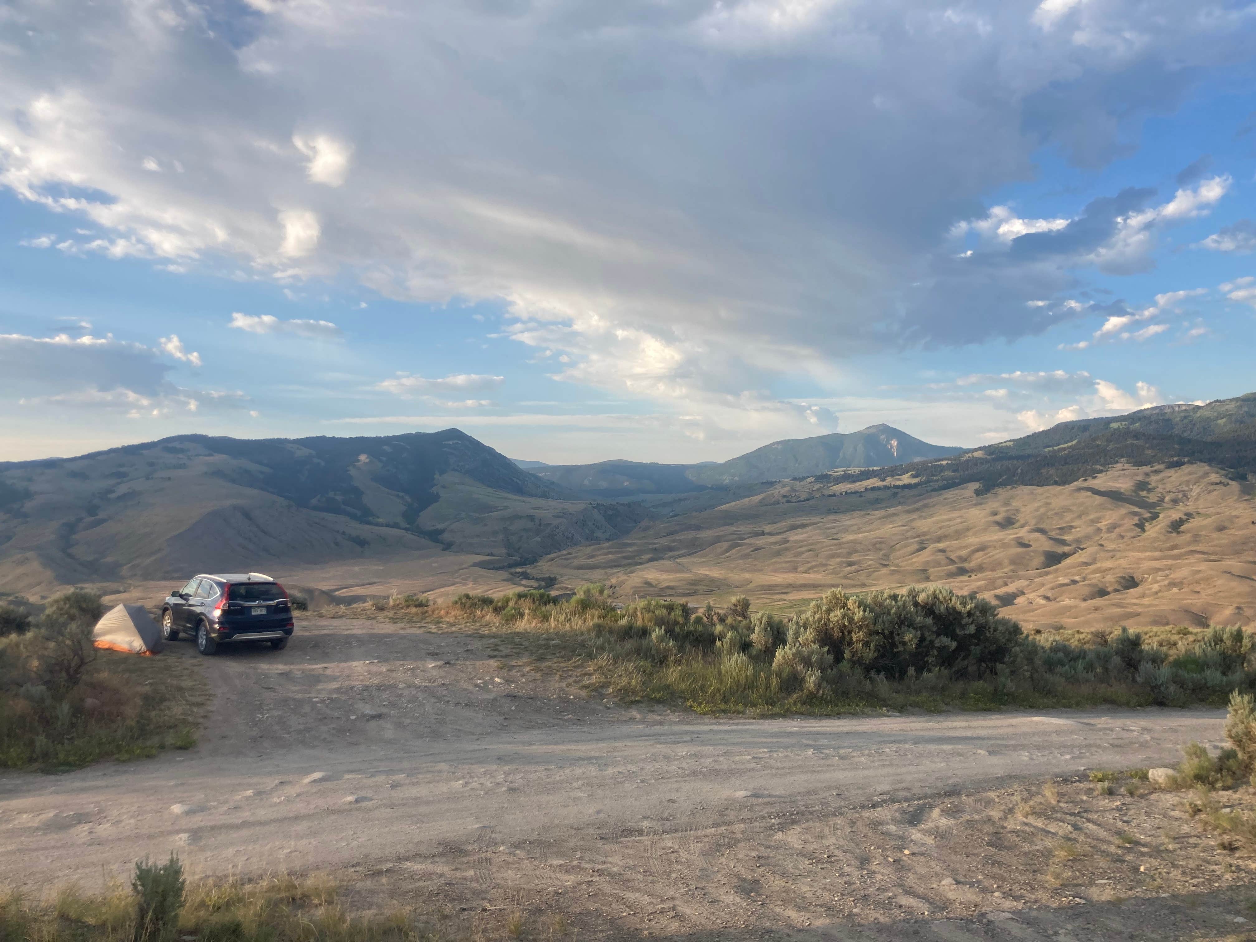 Marguerite M.'s photo of tent camping at Travertine Road Dispersed - Yellowstone near Cooke City, MT