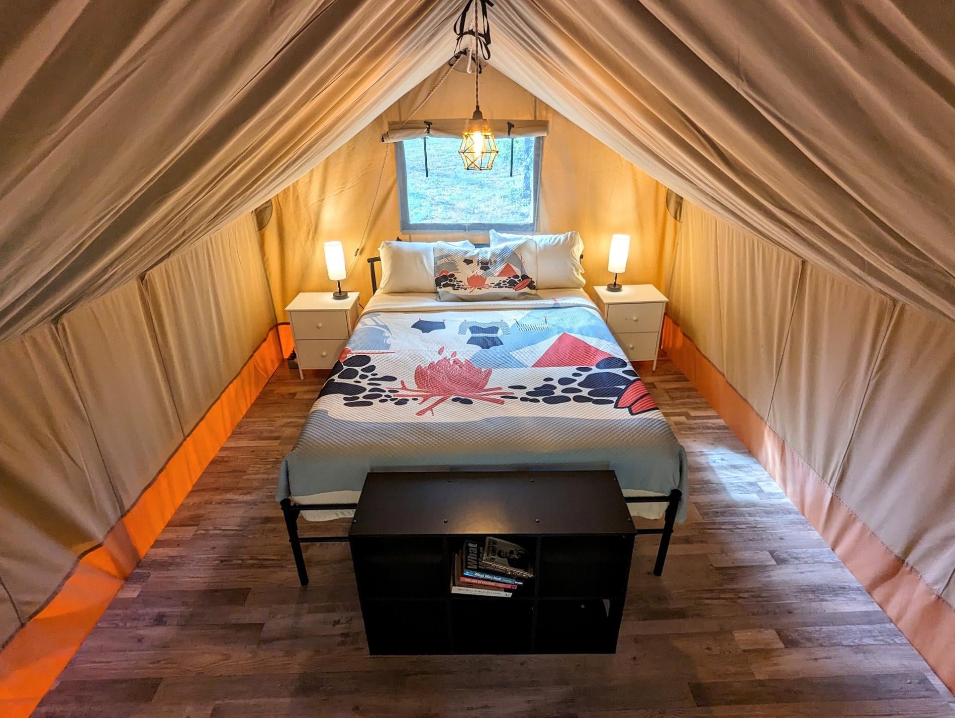 Camper submitted image from Glamping Tent with Covered Deck at Getaway on Ranger Creek - 2