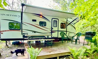 Camping near Chimney Rock Canoe and Campground: Hideaway Camper By The Cave 2.0, Decorah, Iowa