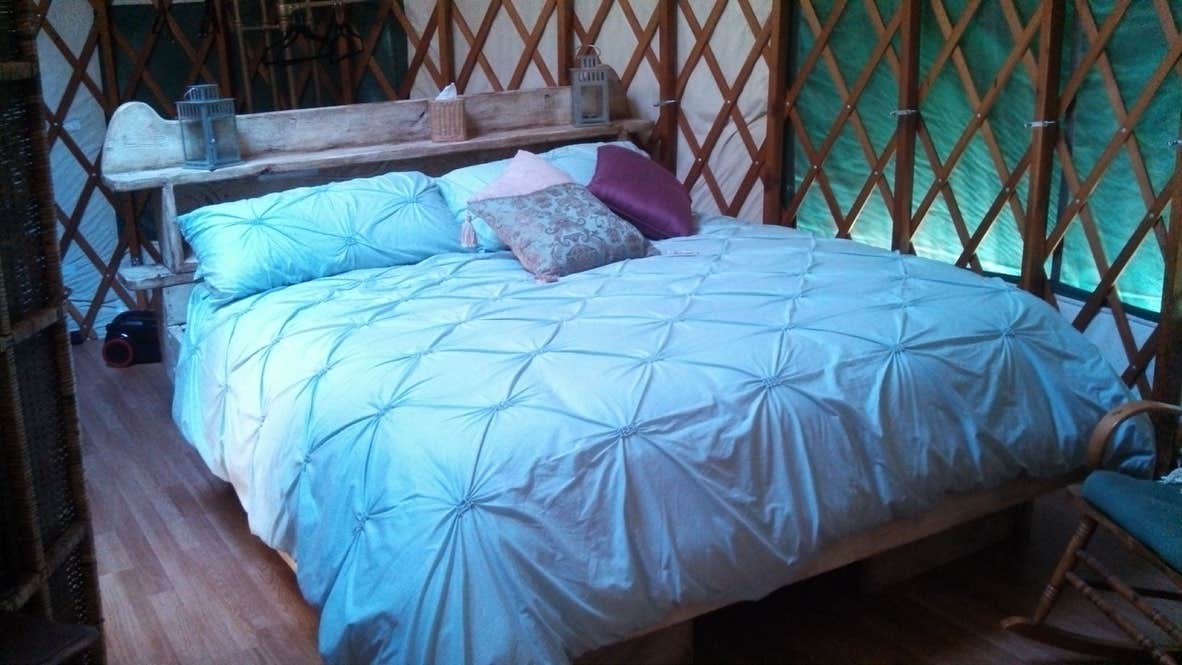 Janis D.'s photo of glamping accommodations at Elysium Woods near Spirit Lake, ID